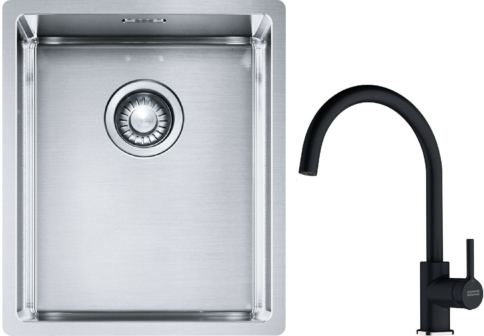Készlet acél mosogató Franke Box 127.0453.653, konyhai csaptelep Franke Lina 115.0626.020