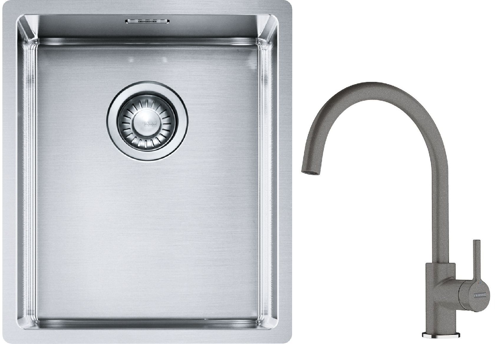 Készlet acél mosogató Franke Box 127.0453.653, konyhai csaptelep Franke Lina 115.0626.022