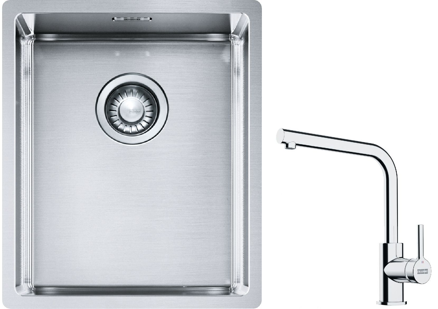Készlet acél mosogató Franke Box 127.0453.653, konyhai csaptelep Franke Lina 115.0693.230