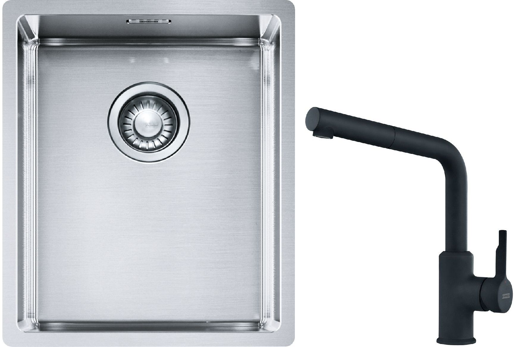 Készlet acél mosogató Franke Box 127.0453.653, konyhai csaptelep Franke Urban 115.0627.523