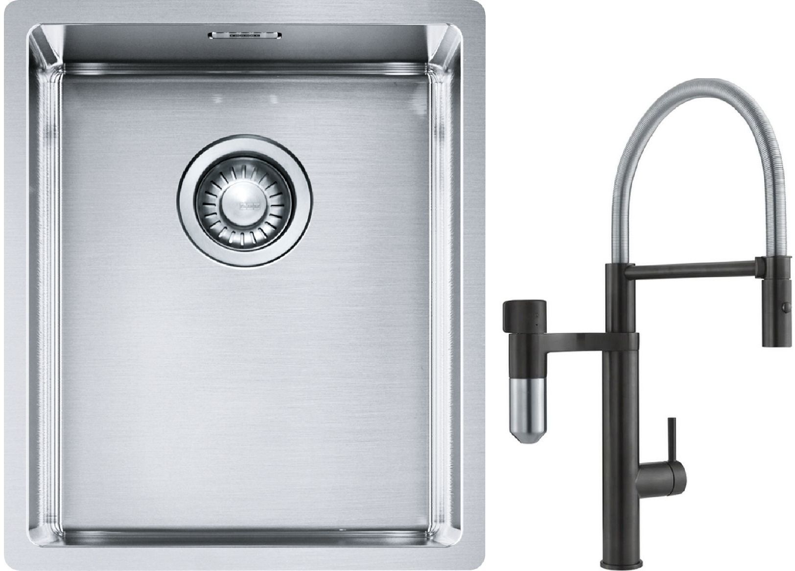 Készlet konyhai csaptelep Franke Vital Semi-Pro 120.0621.313, acél mosogató Franke Box 127.0453.653