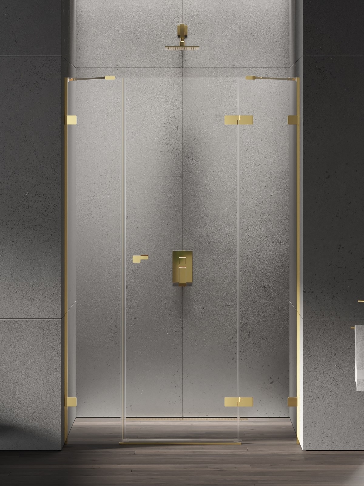 New Trendy Eventa Gold Shine zuhanyajtók 150 cm dönthető arany fényes/átlátszó üveg EXK-4686