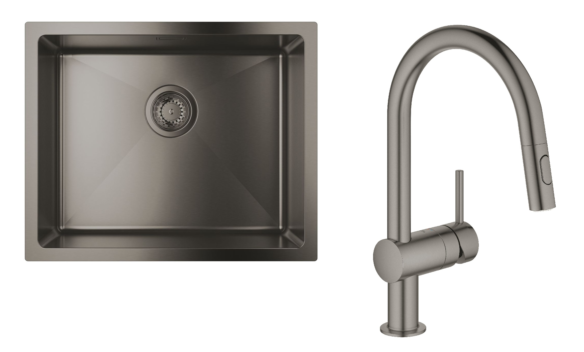 Készlet acél mosogató Grohe K700U 31574AL1, konyhai csaptelep Grohe Minta 32321AL2