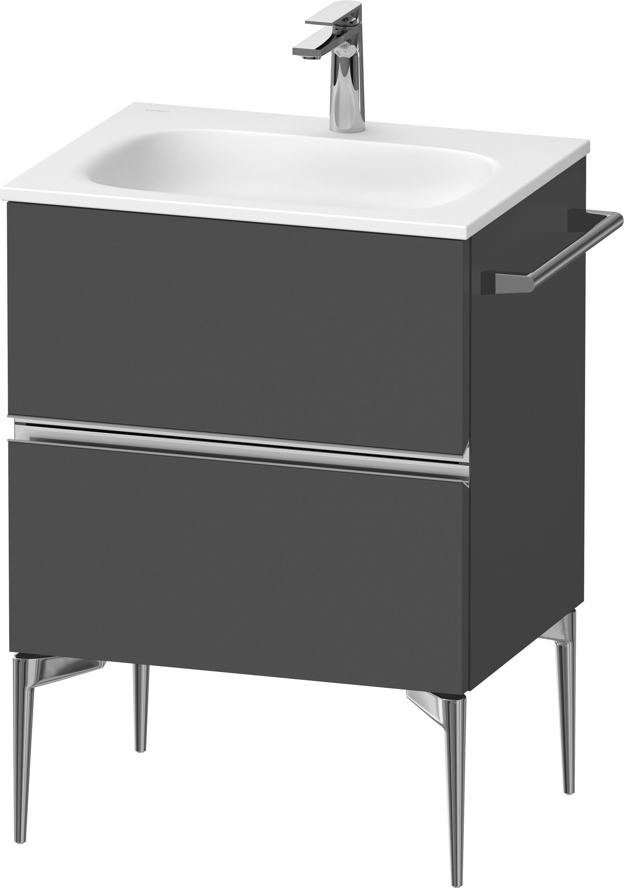 Duravit Sivida szekrény 61x47.7x59.2 cm mosdókagyló alá akasztható grafit-króm SV4650010490000