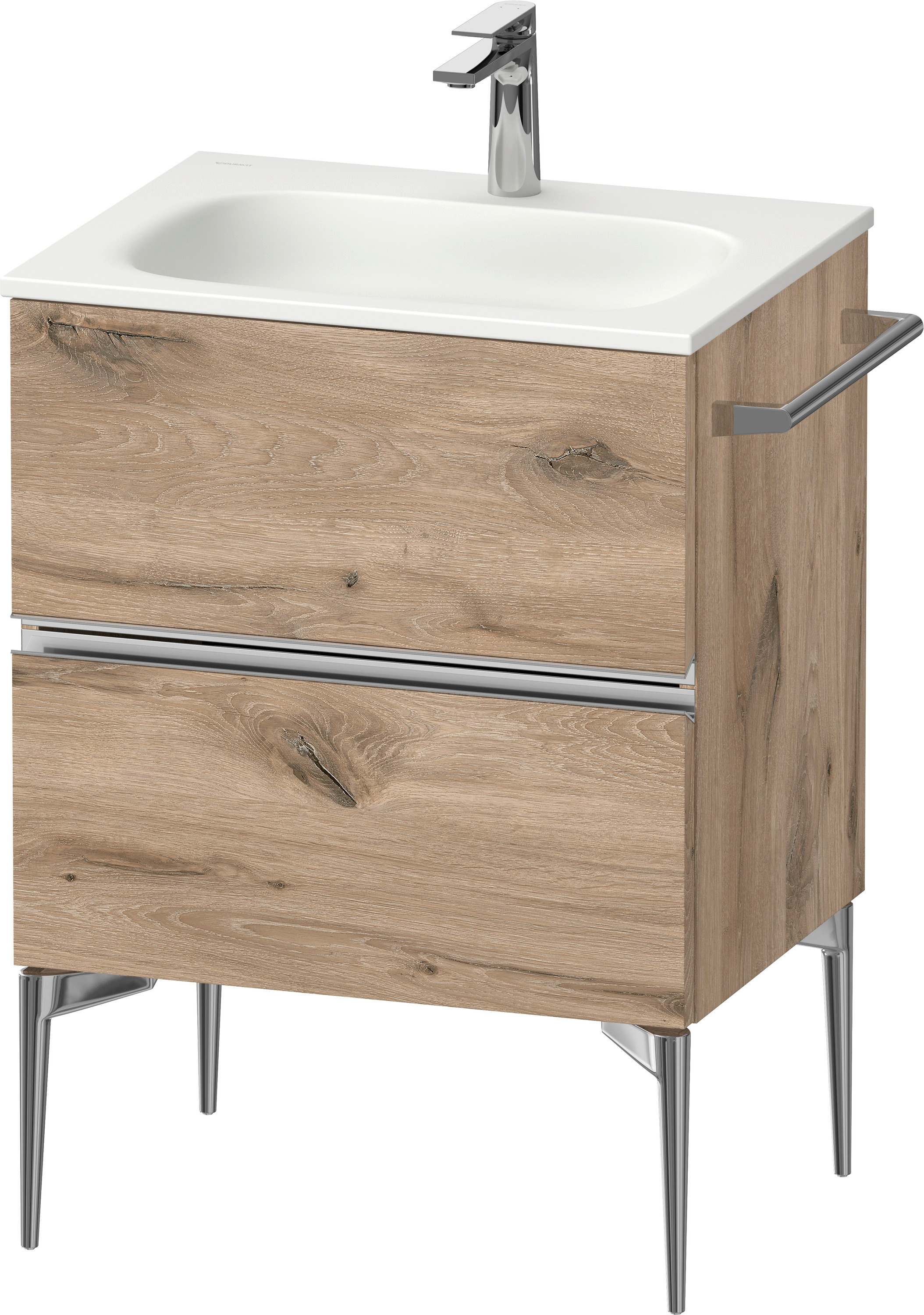 Duravit Sivida szekrény 61x47.7x59.2 cm mosdókagyló alá akasztható tölgy-króm SV4650010550000