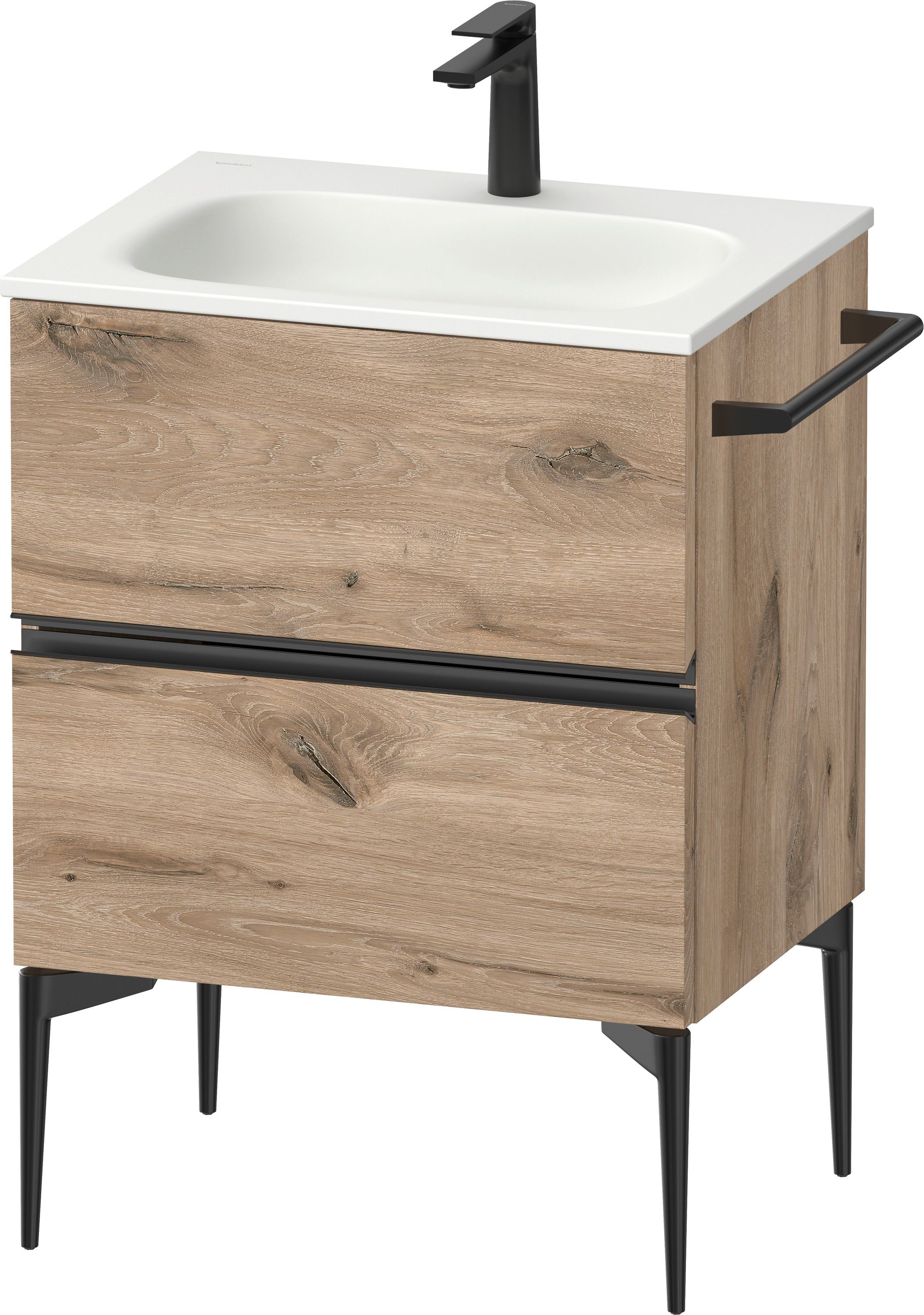 Duravit Sivida szekrény 61x47.7x59.2 cm mosdókagyló alá akasztható fekete-tölgy SV46500BD550000