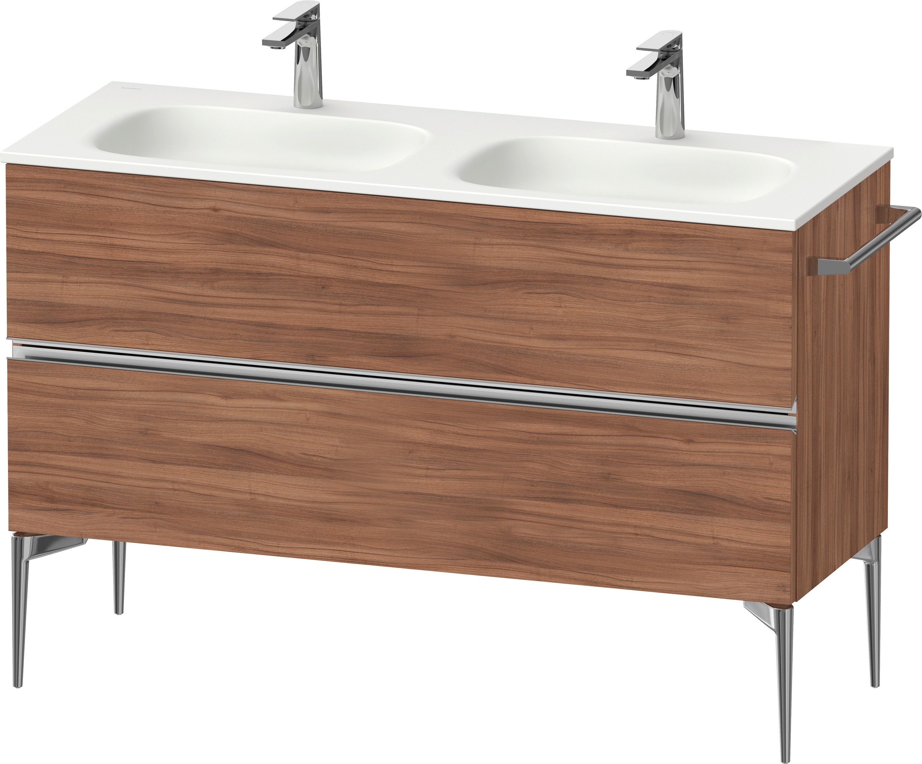 Duravit Sivida szekrény 128x47.7x59.2 cm mosdókagyló alá akasztható dió-króm SV4654010790000