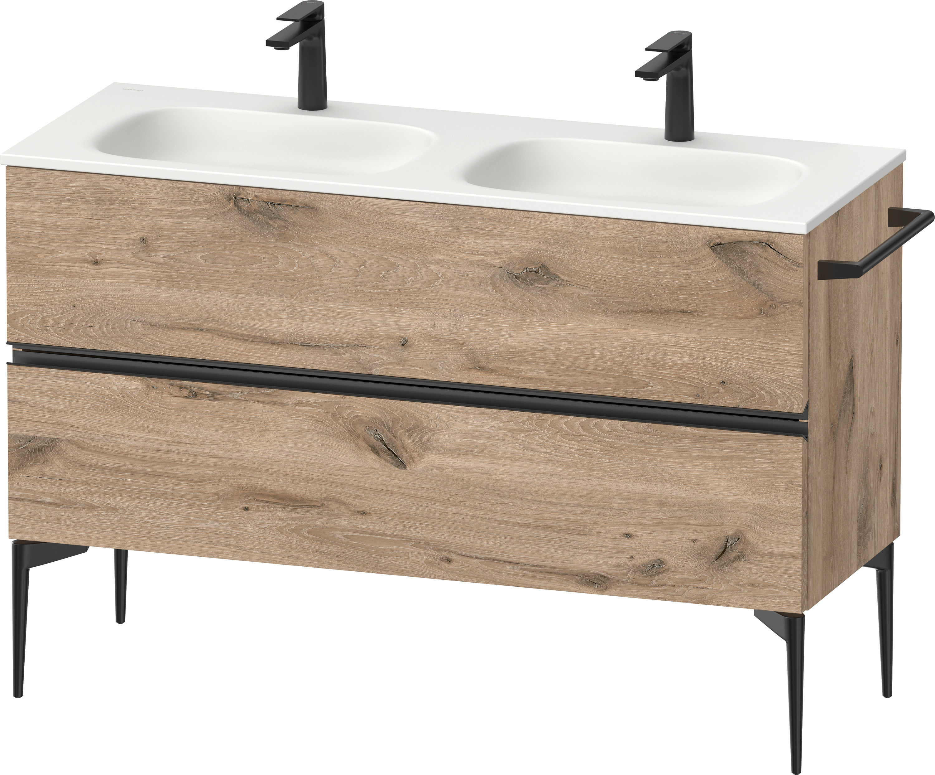 Duravit Sivida szekrény 128x47.7x59.2 cm mosdókagyló alá akasztható fekete-tölgy SV46540BD550000