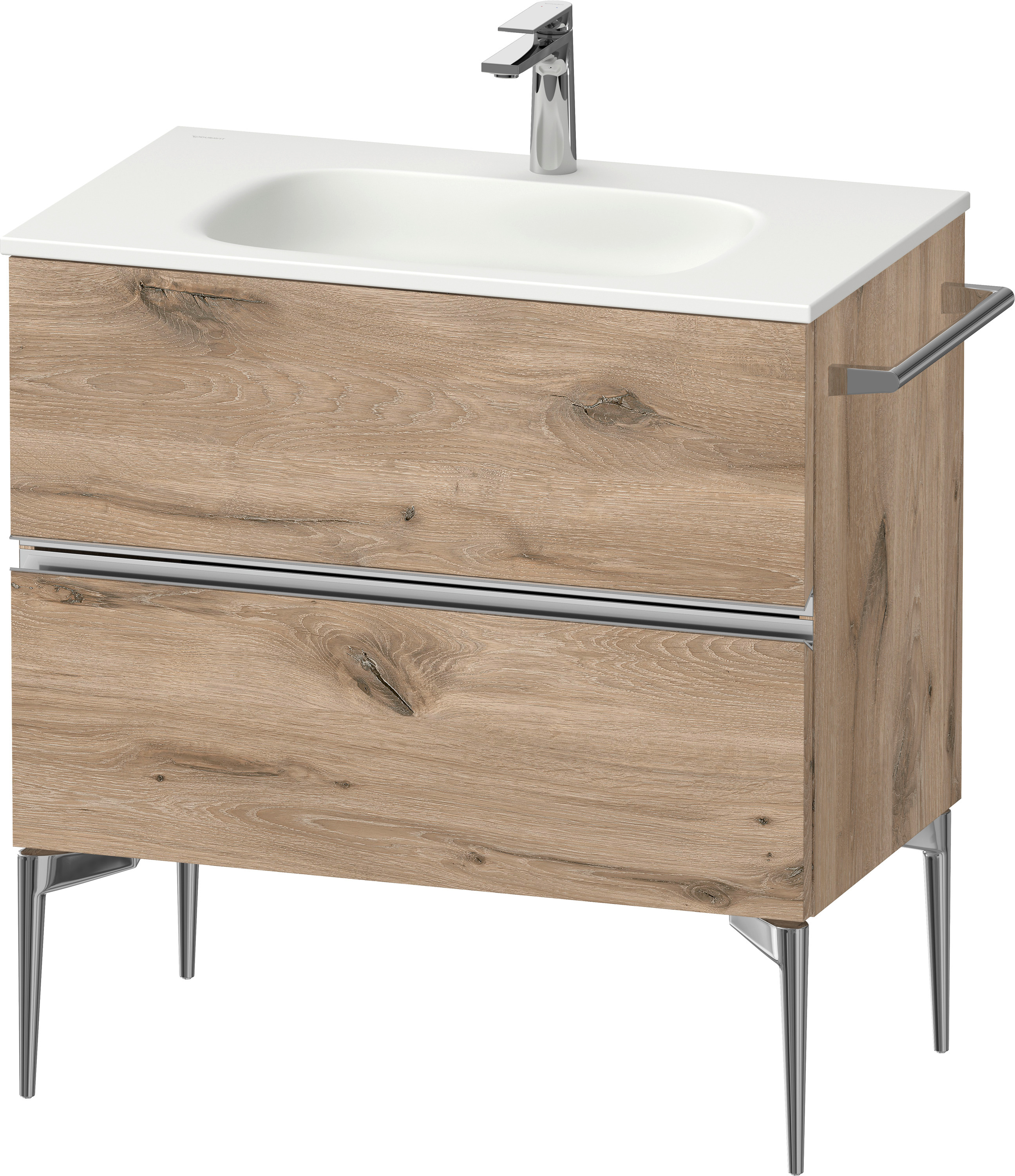 Duravit Sivida szekrény 81x47.7x59.2 cm mosdókagyló alá akasztható tölgy-króm SV4651010550000