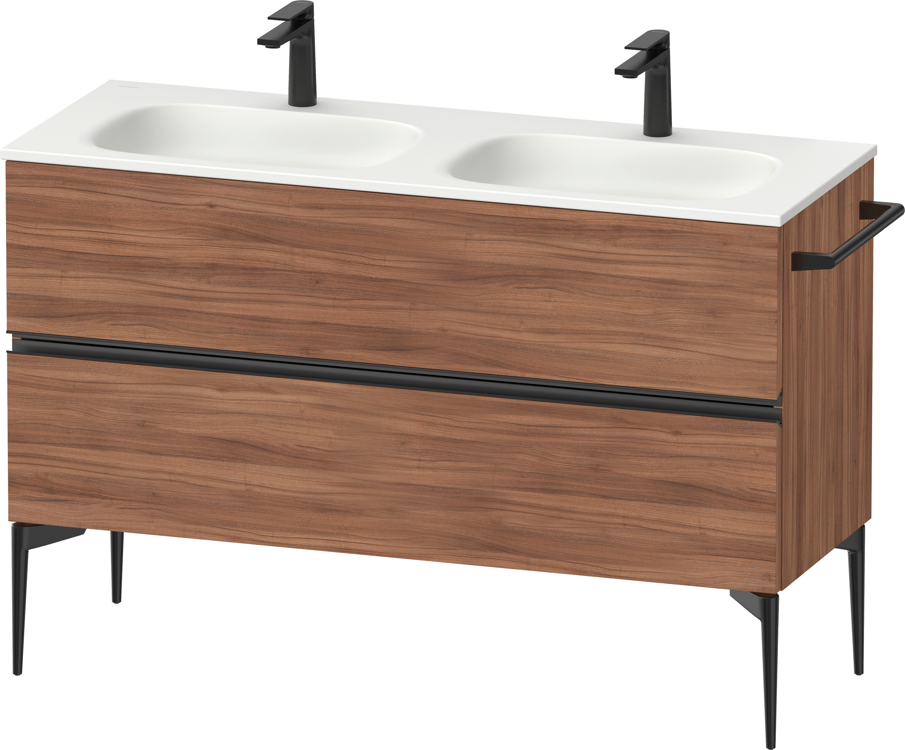 Duravit Sivida szekrény 128x47.7x59.2 cm mosdókagyló alá akasztható fekete-dió SV46540BD790000