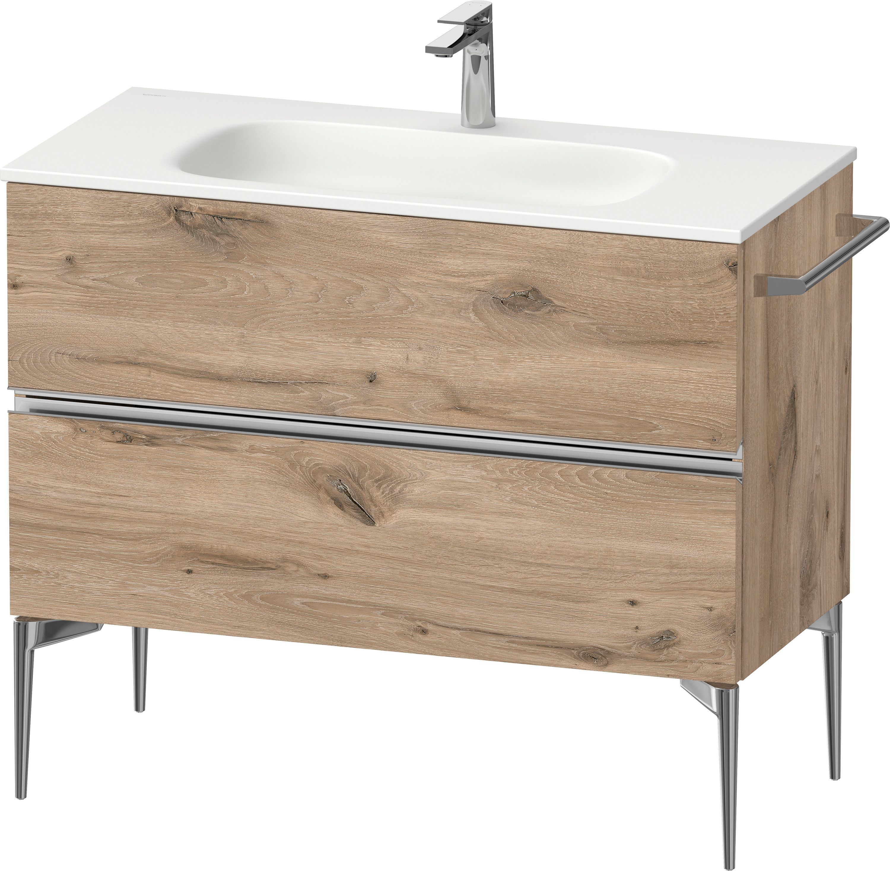 Duravit Sivida szekrény 101x47.4x59.2 cm mosdókagyló alá akasztható tölgy-króm SV4652010550000