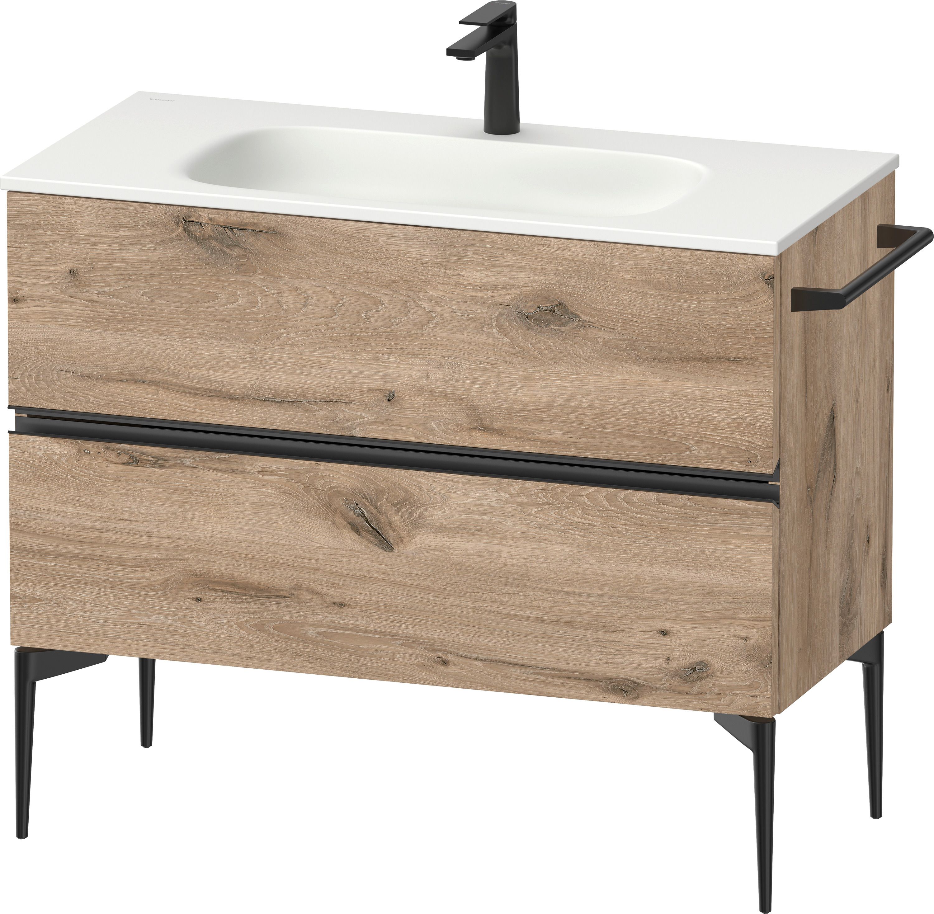 Duravit Sivida szekrény 101x47.7x59.2 cm mosdókagyló alá akasztható fekete-tölgy SV46520BD550000