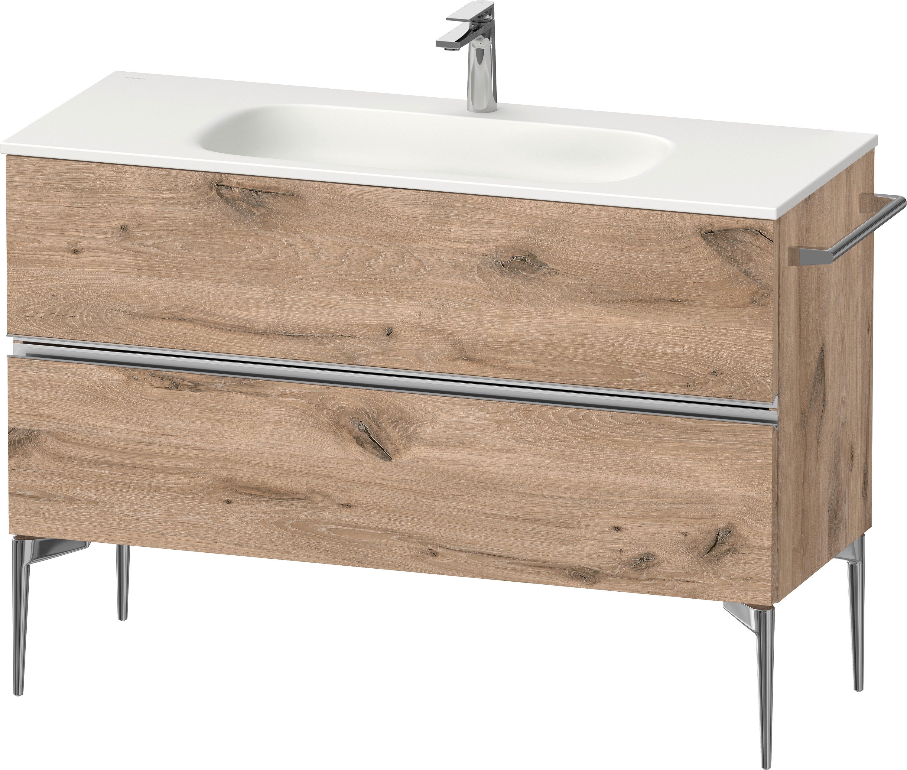 Duravit Sivida szekrény 121x47.7x59.2 cm mosdókagyló alá akasztható tölgy-króm SV4653010550000