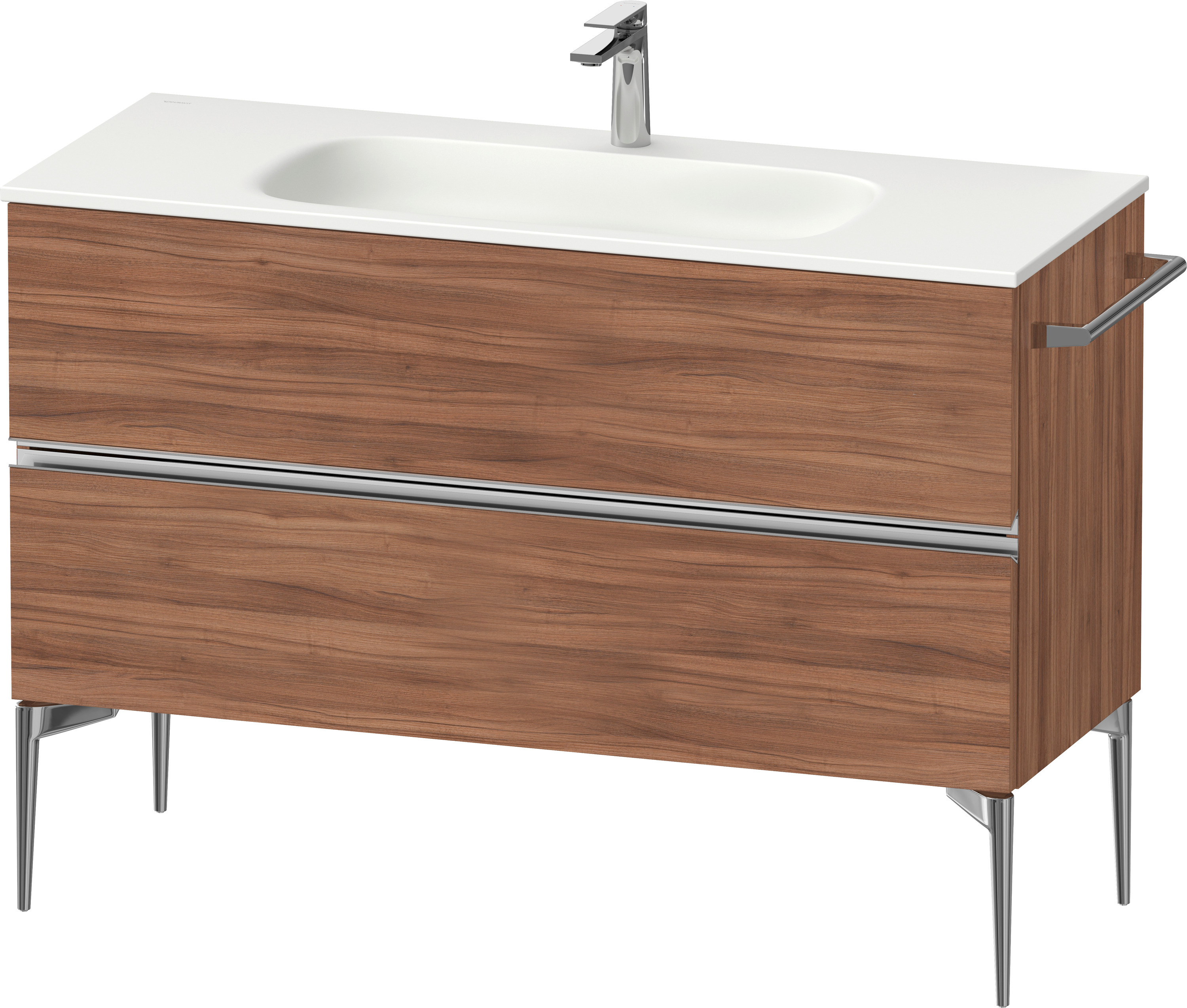 Duravit Sivida szekrény 121x47.7x59.2 cm mosdókagyló alá akasztható dió-króm SV4653010790000