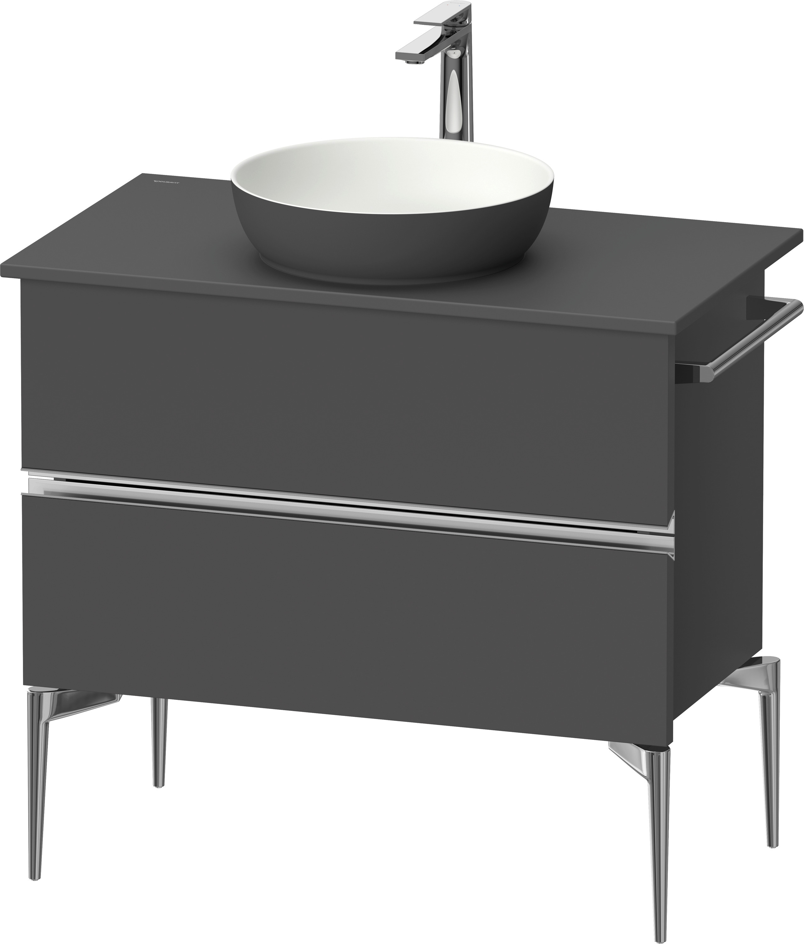 Duravit Sivida szekrény 84.5x47.5x54.8 cm mosdókagyló alá akasztható grafit-króm SV4658010490000