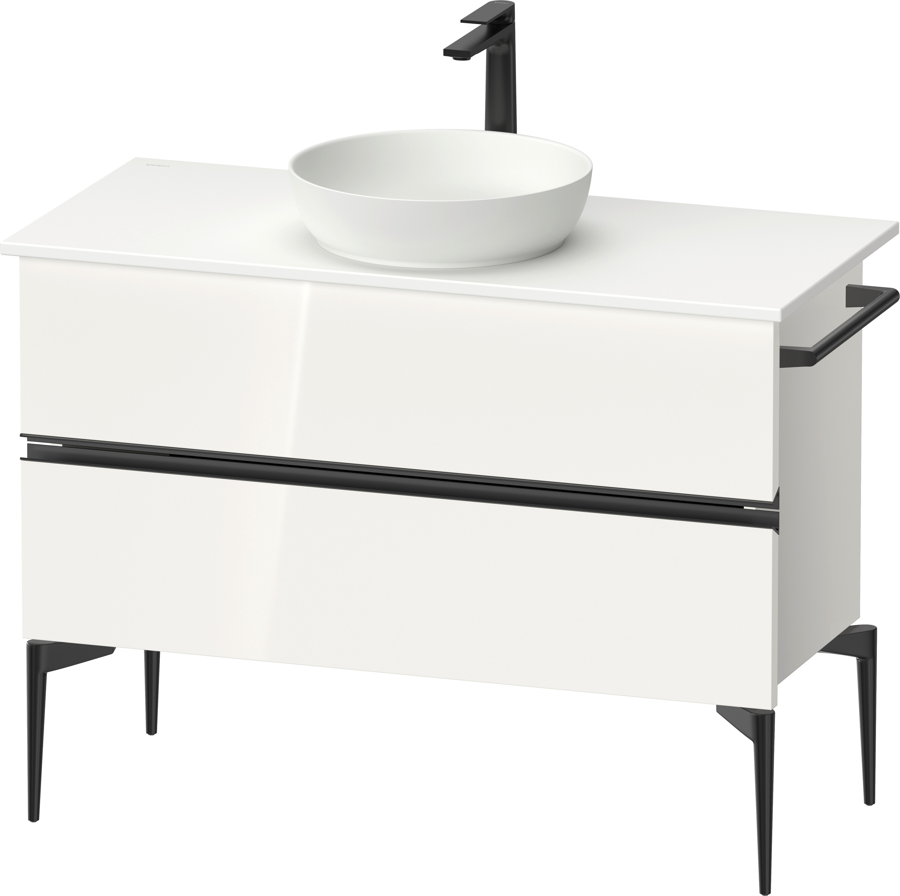 Duravit Sivida szekrény 104.5x47.5x54.8 cm mosdókagyló alá akasztható fehér-fekete SV46590BD220000