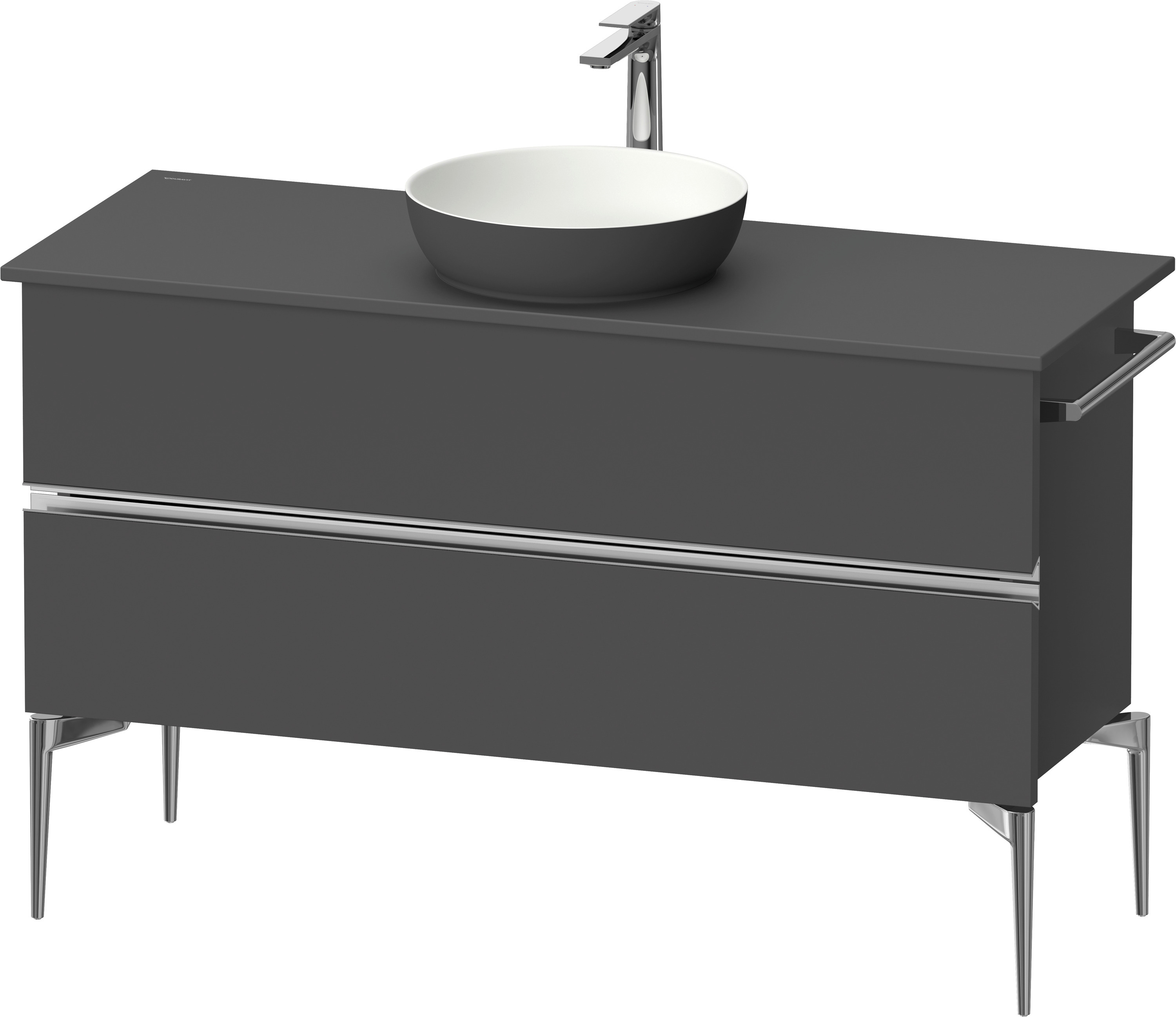 Duravit Sivida szekrény 124.5x47.5x54.8 cm mosdókagyló alá akasztható grafit-króm SV4660010490000