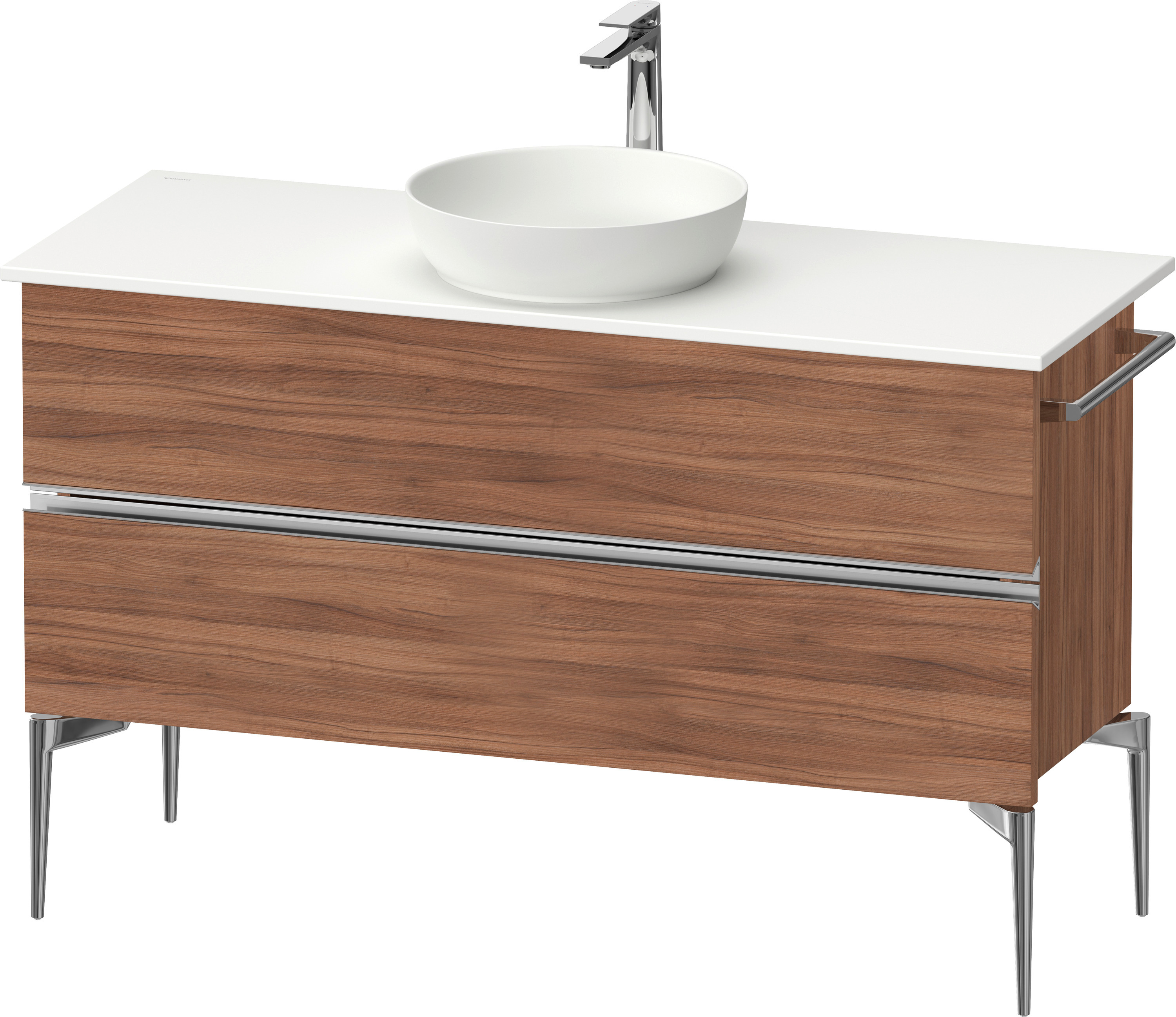 Duravit Sivida szekrény 124.5x47.5x54.8 cm mosdókagyló alá akasztható dió-króm SV4660010790000