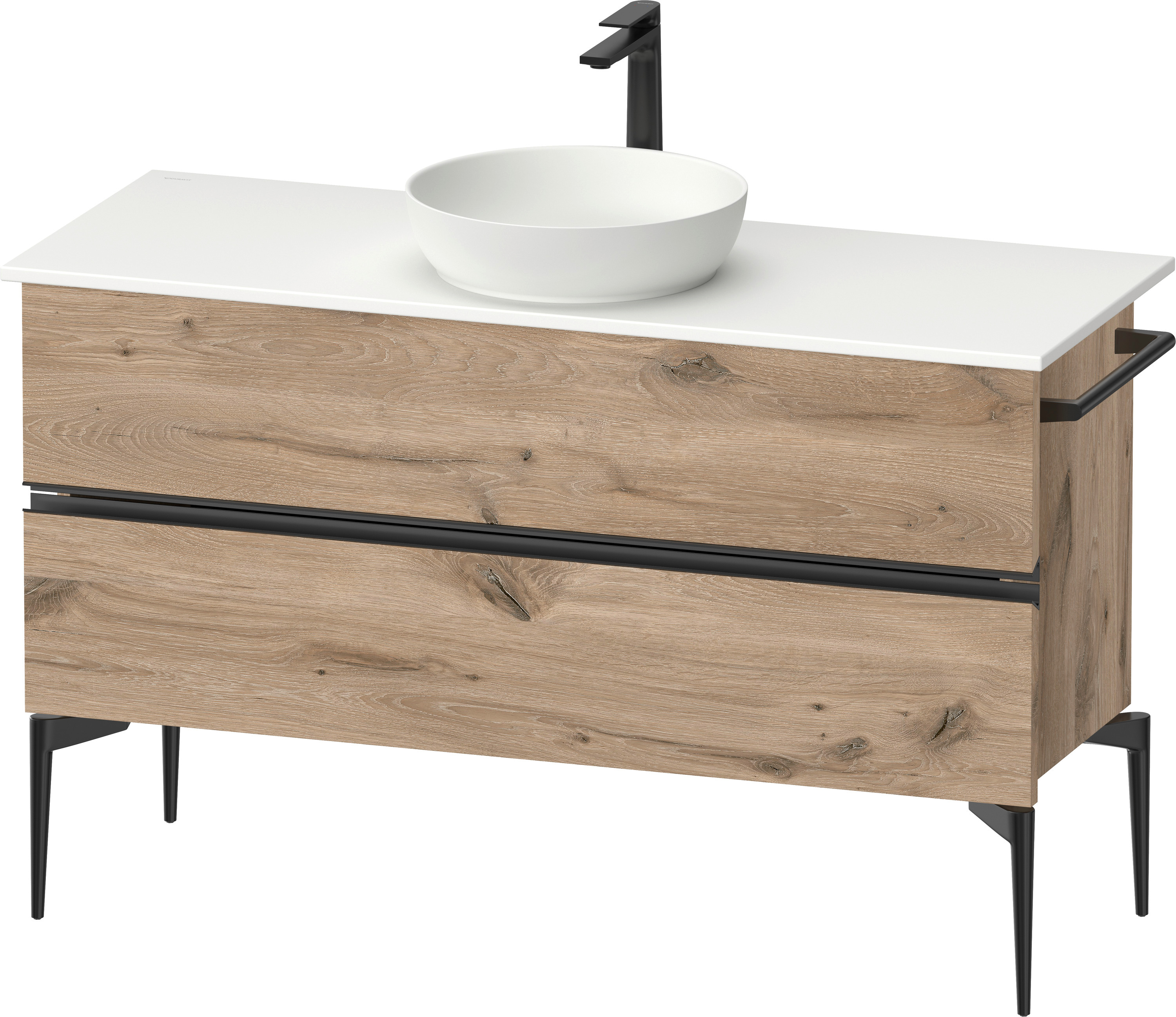 Duravit Sivida szekrény 124.5x47.5x54.8 cm mosdókagyló alá akasztható fekete-tölgy SV46600BD550000