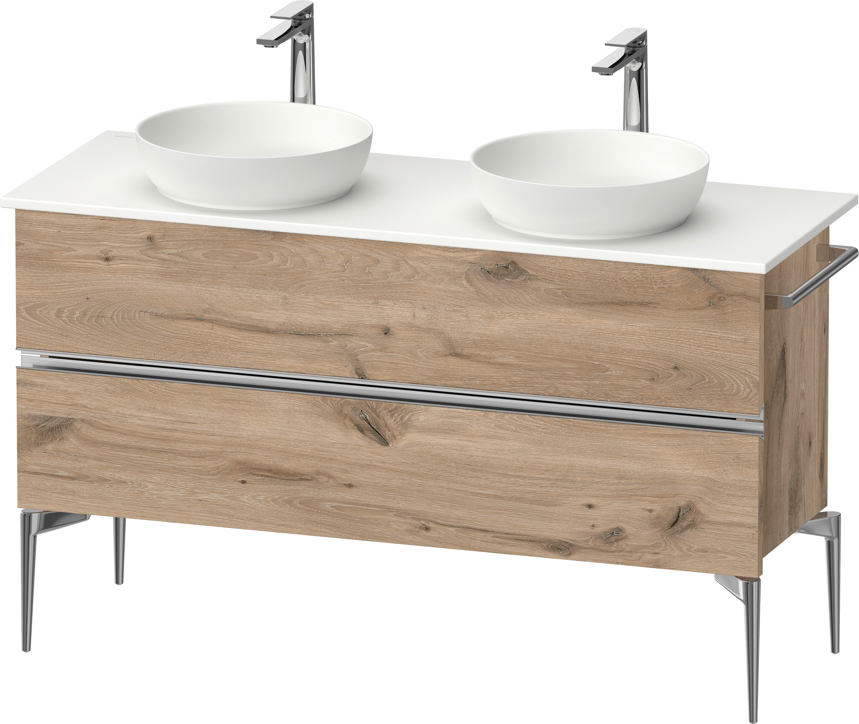 Duravit Sivida szekrény 131.5x47.5x54.8 cm mosdókagyló alá akasztható tölgy-króm SV4661010550000