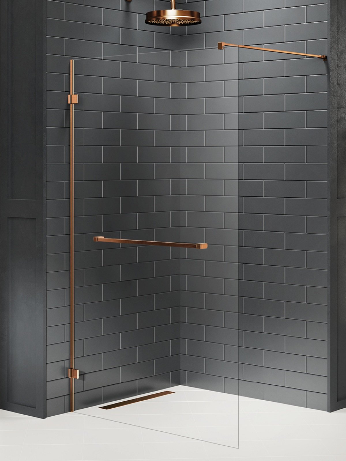 New Trendy Avexa Copper Brushed zuhanykabin fal walk-in 110 cm réz csiszolt/átlátszó üveg EXK-7160