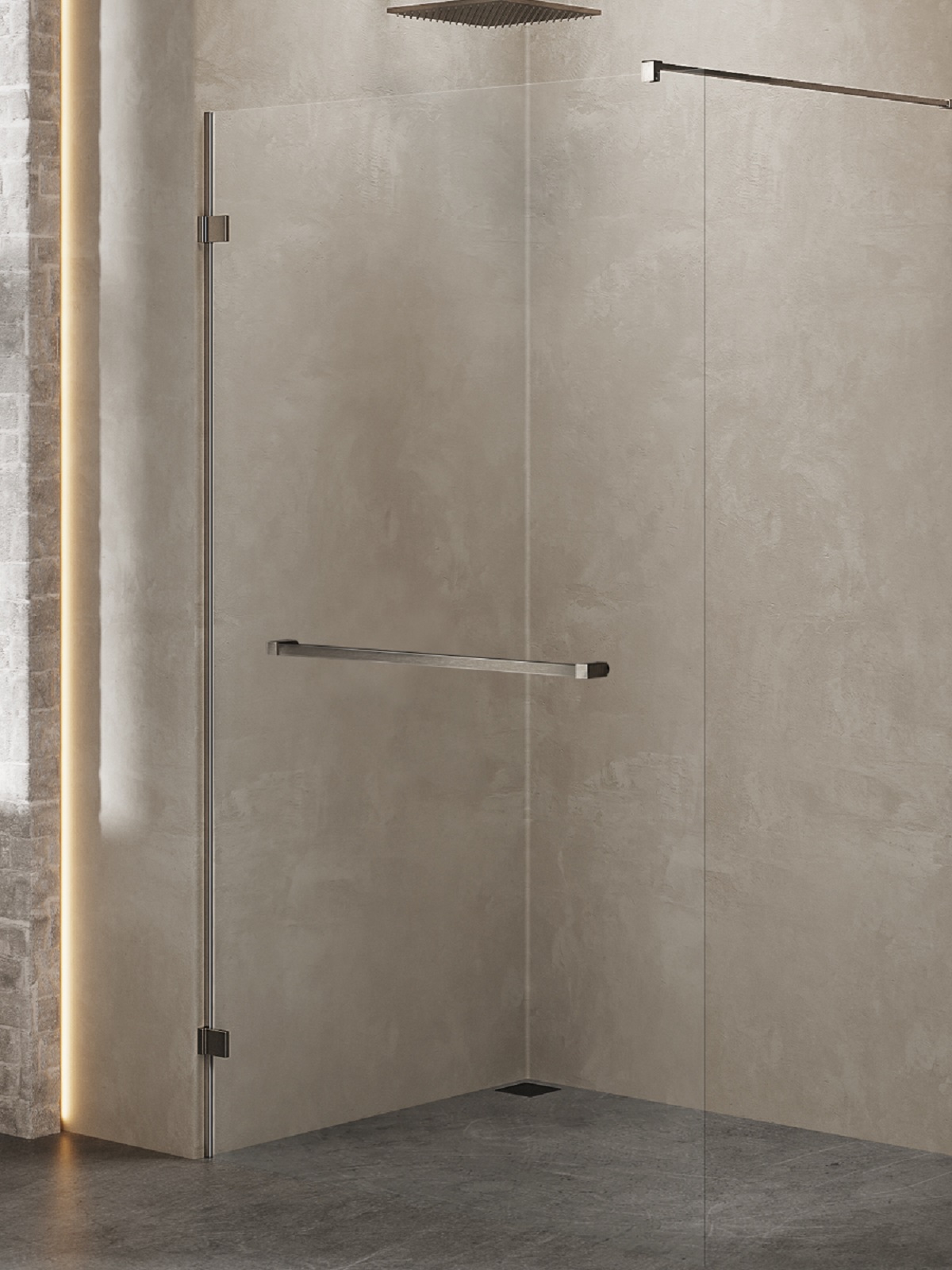 New Trendy Avexa Gunmetal Brushed zuhanykabin fal walk-in 60 cm csiszolt/átlátszó üveg EXK-7121