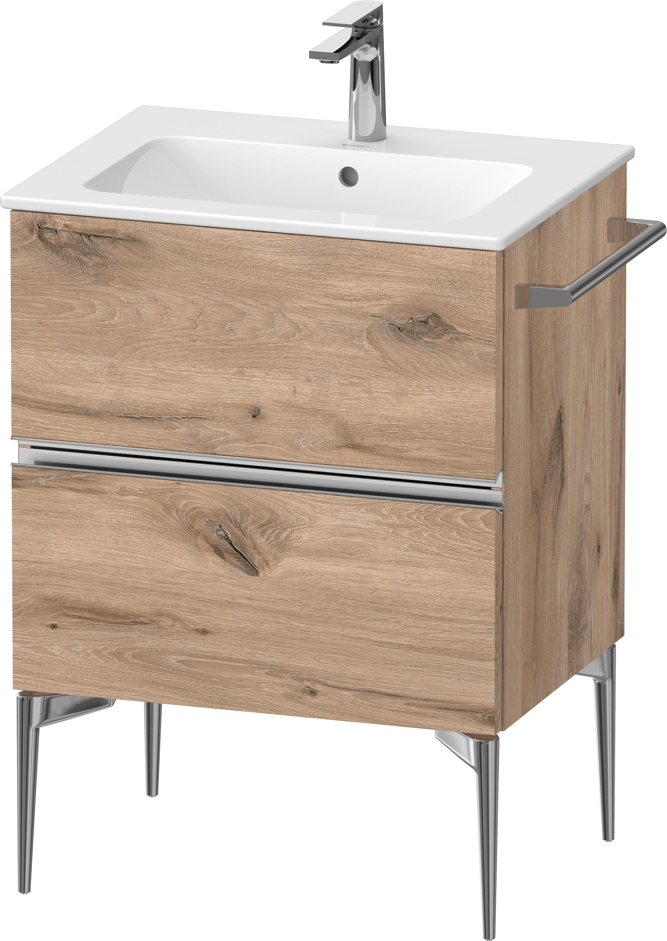 Duravit Sivida szekrény 61x47.7x59.1 cm mosdókagyló alá akasztható tölgy-króm SV4643010550000