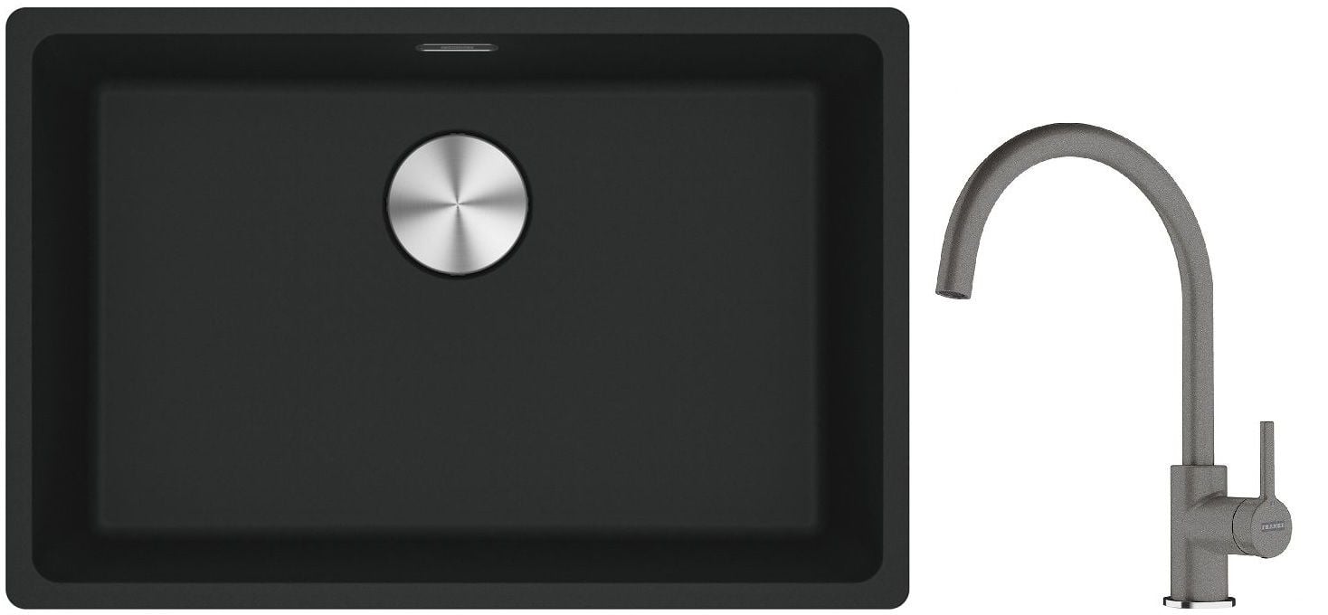 Készlet gránit mosogató Franke Maris 125.0687.256, konyhai csaptelep Franke Lina 115.0626.022