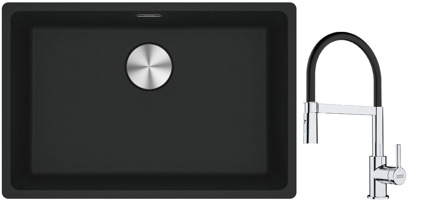 Készlet gránit mosogató Franke Maris 125.0687.256, konyhai csaptelep Franke Lina 115.0626.085