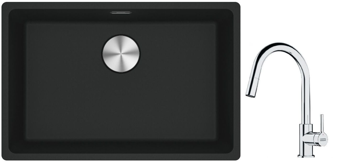 Készlet gránit mosogató Franke Maris 125.0687.256, konyhai csaptelep Franke Lina 115.0693.229