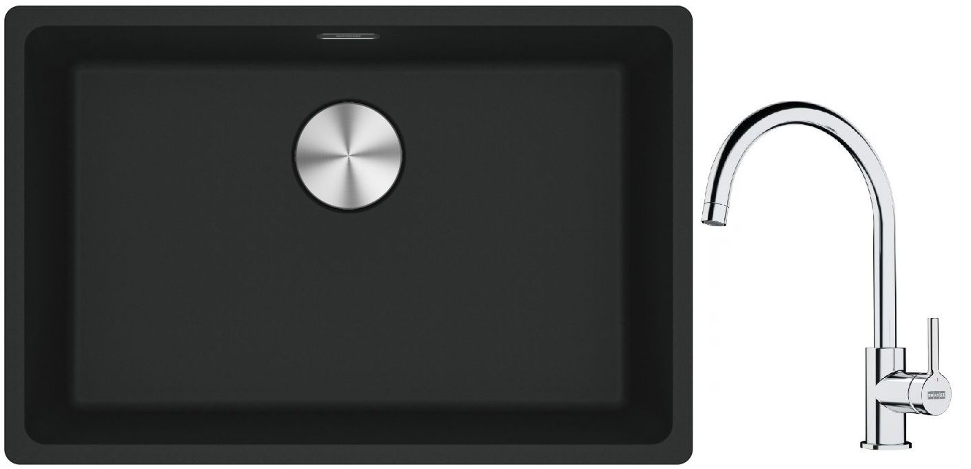Készlet gránit mosogató Franke Maris 125.0687.256, konyhai csaptelep Franke Lina 115.0693.228
