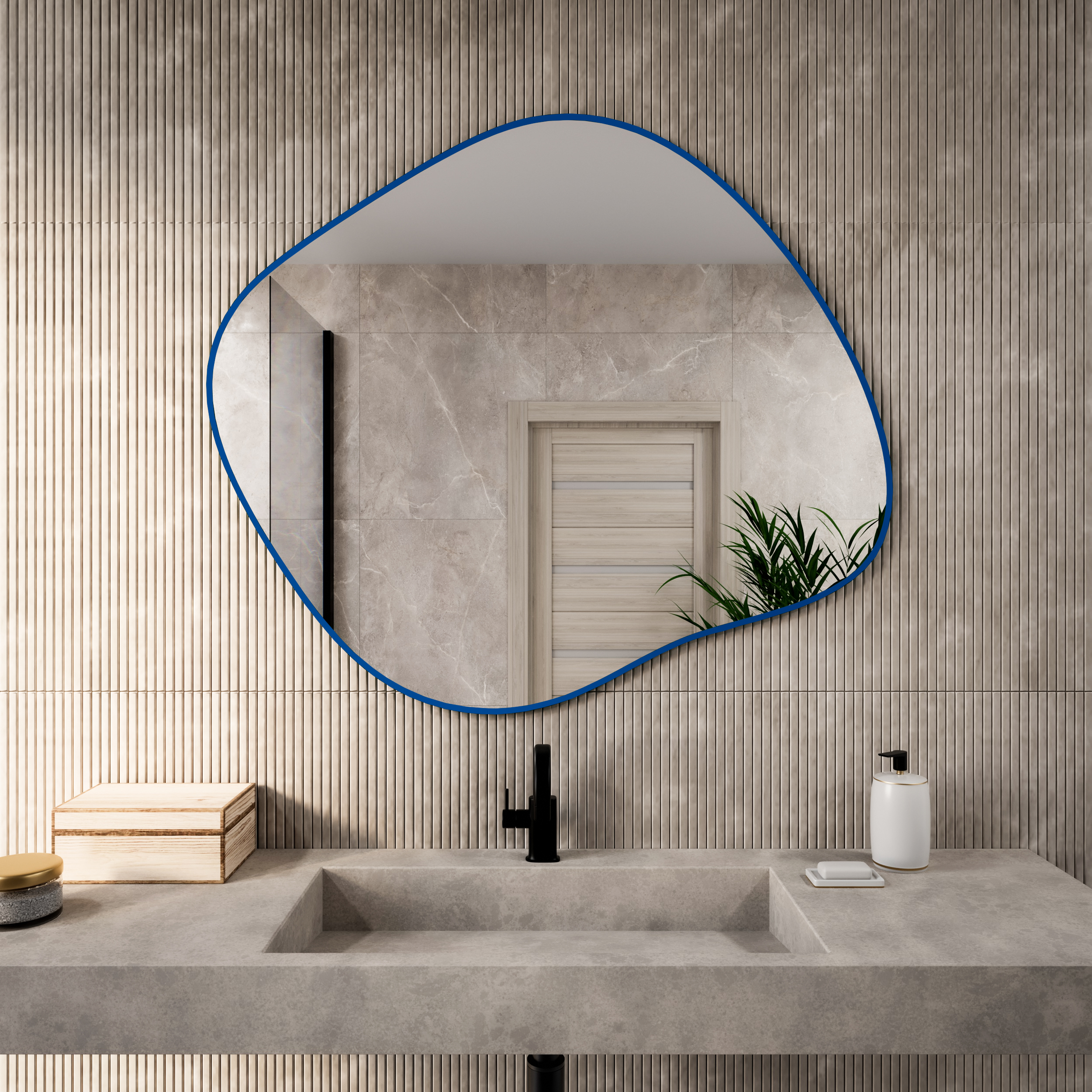 Baltica Design Tiny Border Stain III tükör 50x43 cm kék 5904107931845