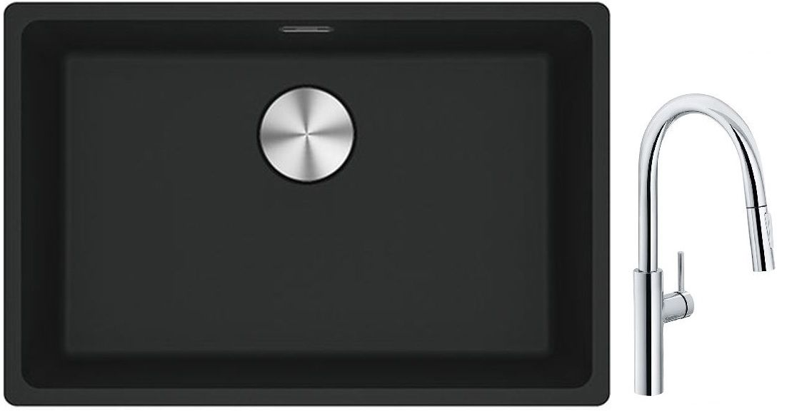 Készlet konyhai csaptelep Franke Pescara L Slide-In 115.0538.940, gránit mosogató Franke Maris 125.0687.252