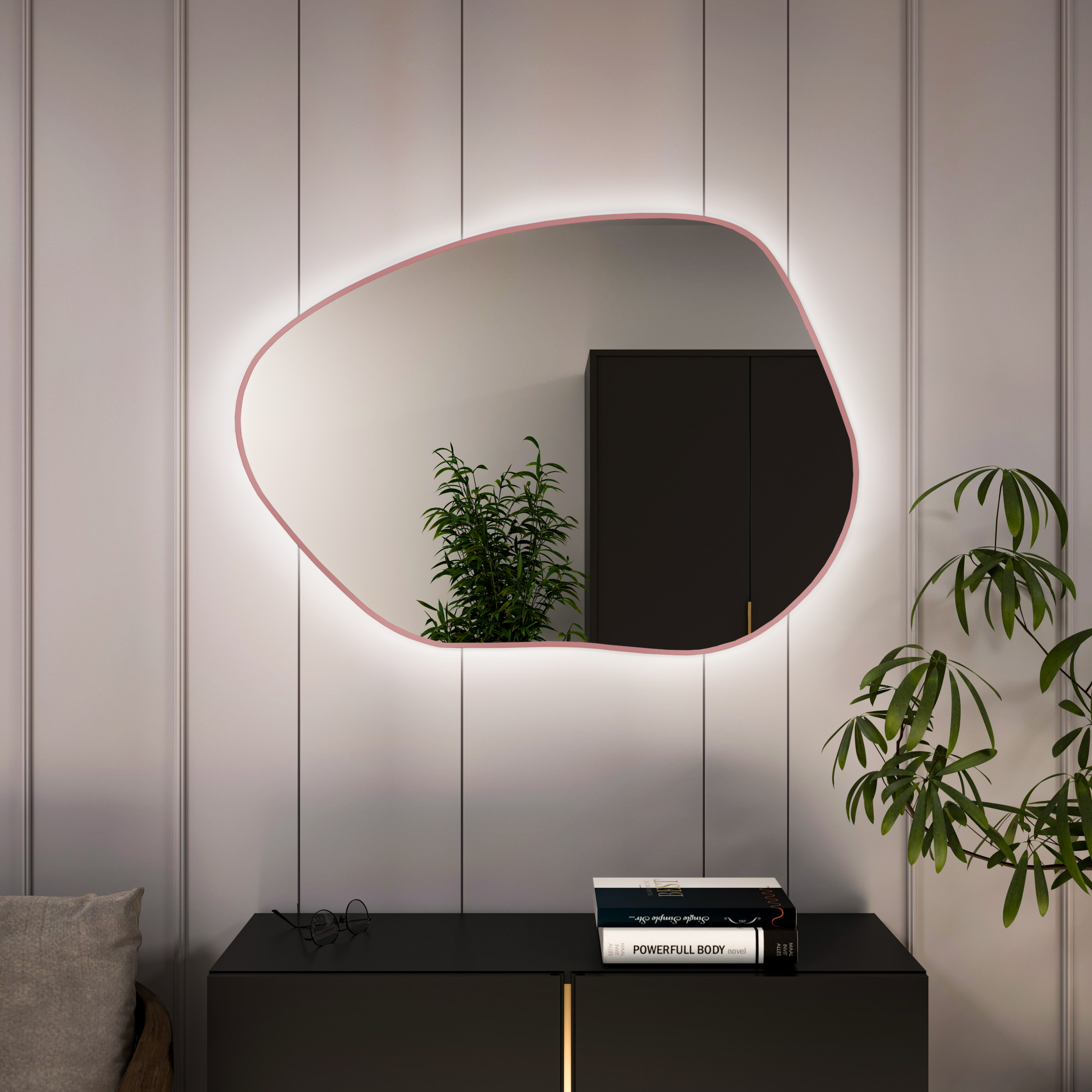 Baltica Design Bright Stain I tükör 90x64 cm világítással rózsaszín 5904107931388