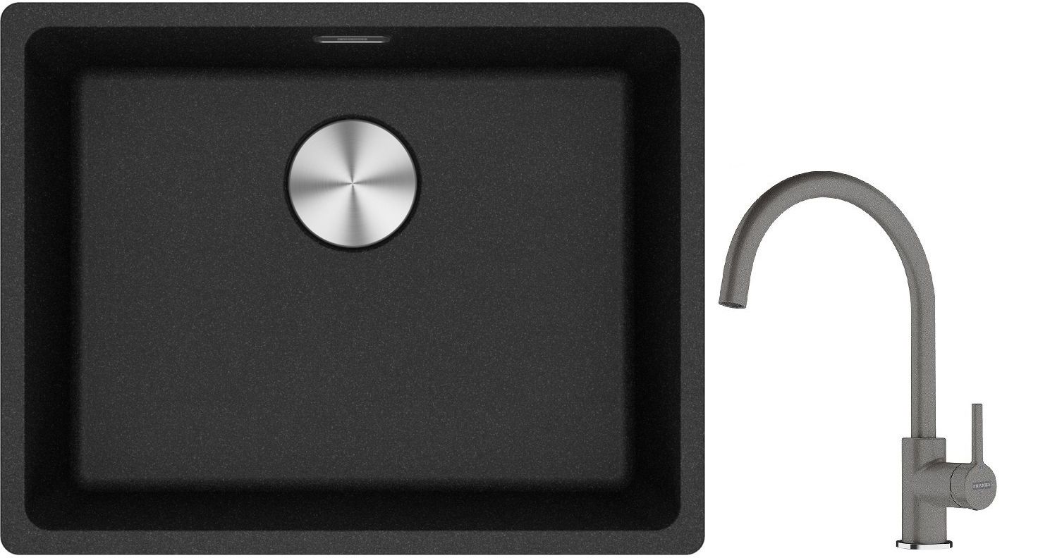 Készlet gránit mosogató Franke Maris 125.0687.253, konyhai csaptelep Franke Lina 115.0626.022