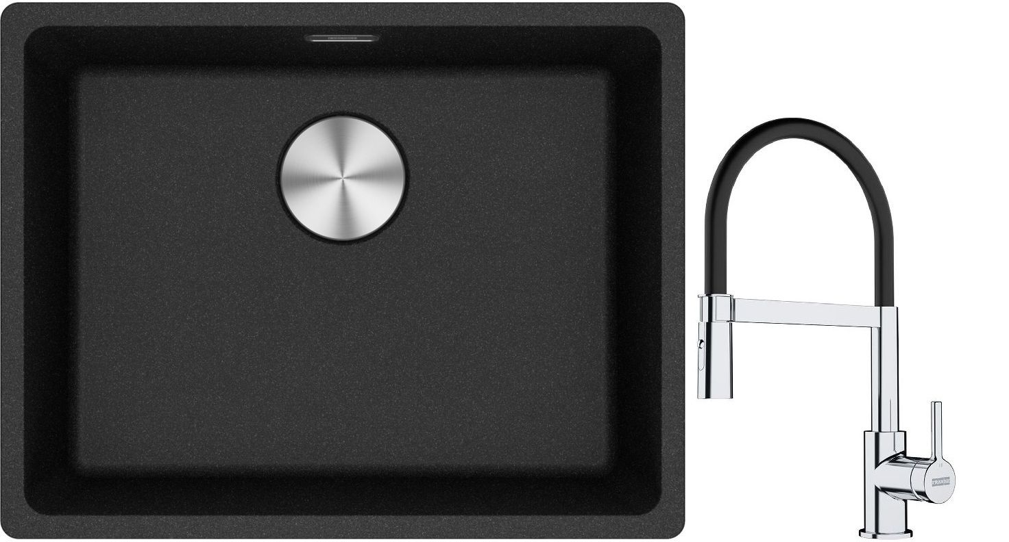 Készlet gránit mosogató Franke Maris 125.0687.253, konyhai csaptelep Franke Lina 115.0626.085