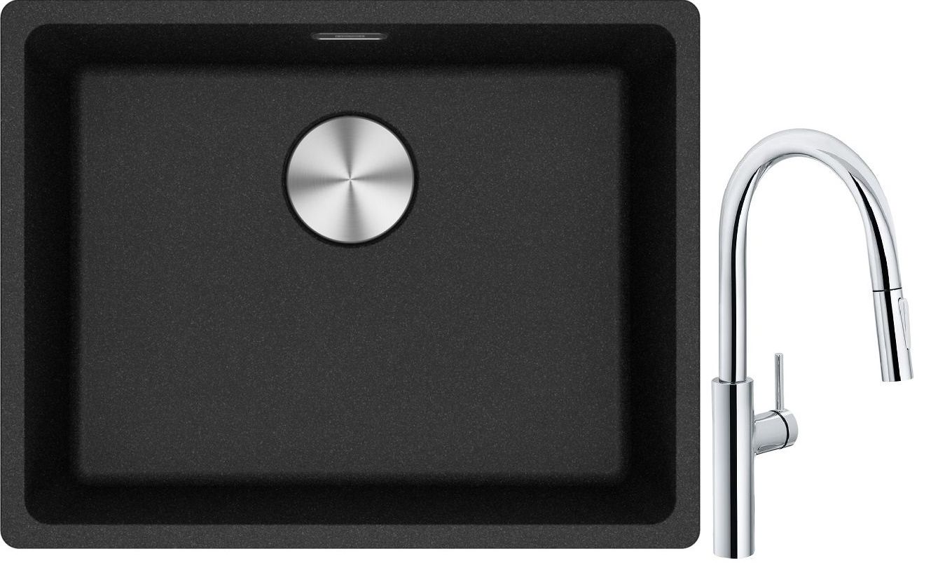 Készlet konyhai csaptelep Franke Pescara L Slide-In 115.0538.940, gránit mosogató Franke Maris 125.0687.253