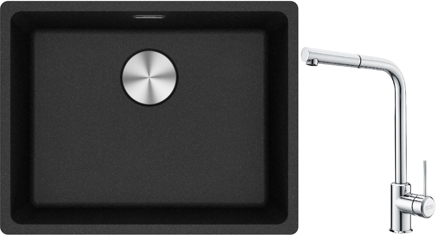 Készlet gránit mosogató Franke Maris 125.0687.253, konyhai csaptelep Franke Sirius Side 115.0668.280
