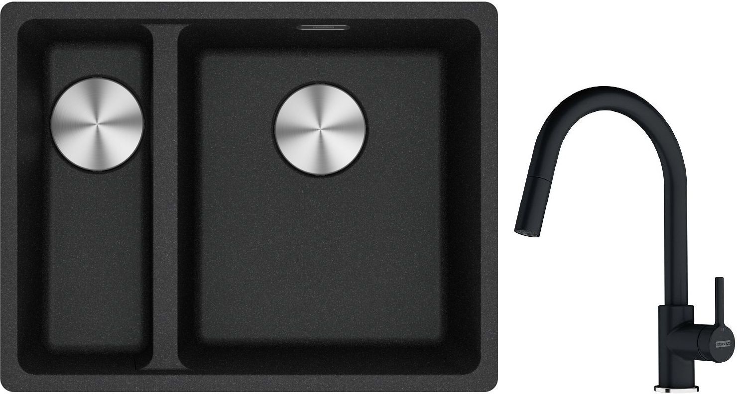 Készlet gránit mosogató Franke Maris 125.0687.269, konyhai csaptelep Franke Lina 115.0626.055