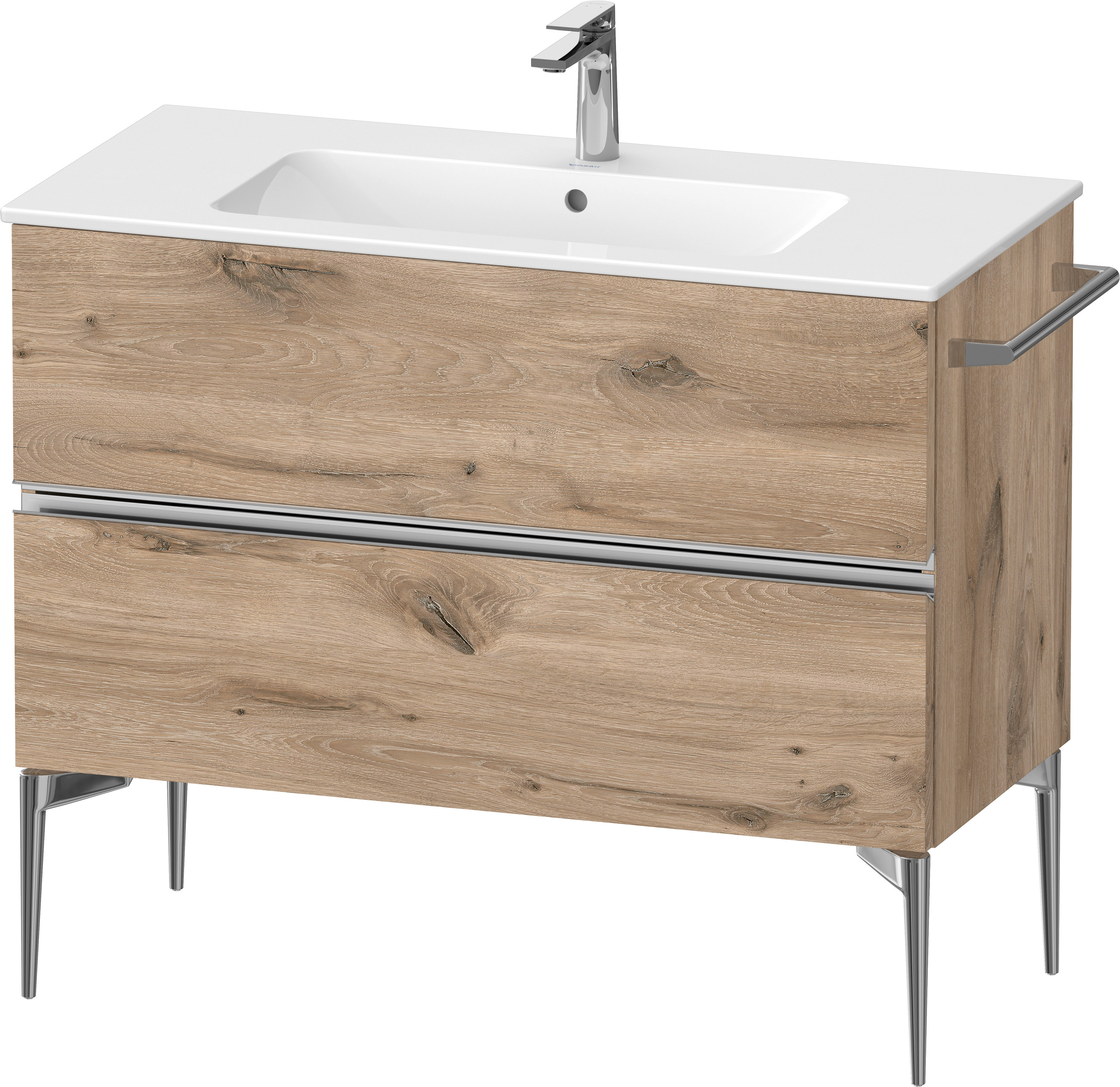 Duravit Sivida szekrény 101x47.7x59.1 cm mosdókagyló alá akasztható tölgy-króm SV4645010550000