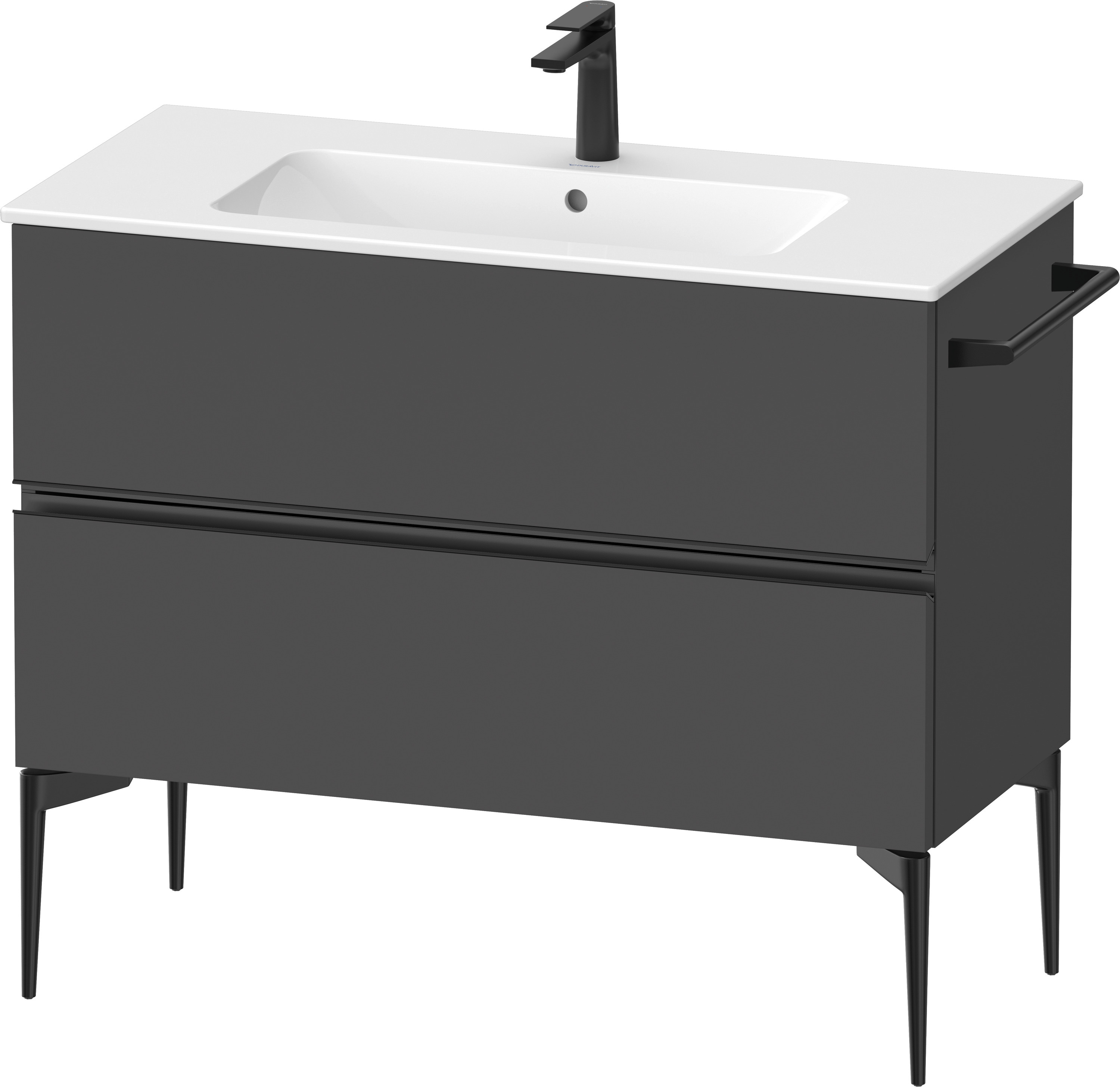 Duravit Sivida szekrény 101x47.7x59.1 cm mosdókagyló alá akasztható fekete-grafit SV46450BD490000