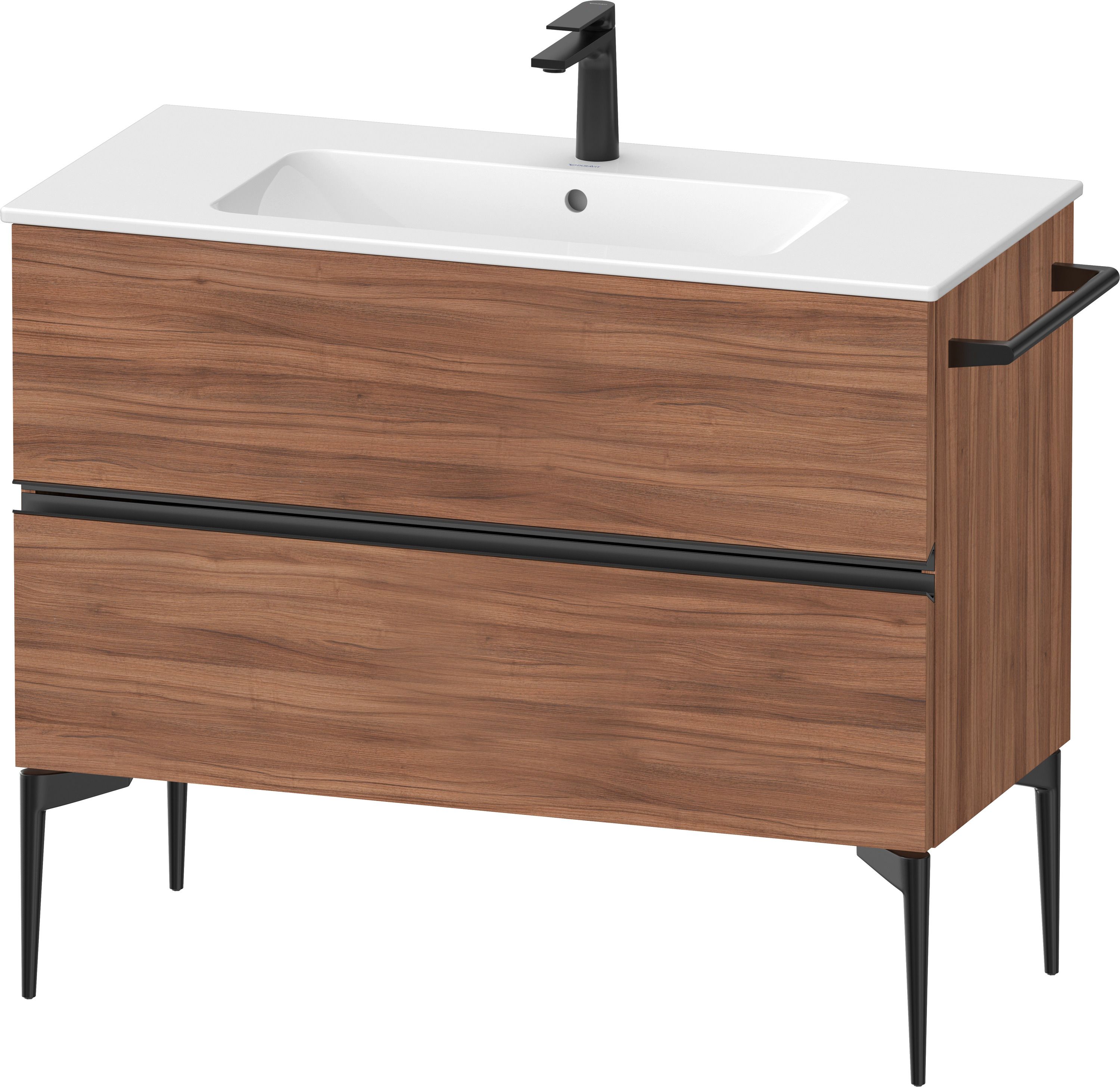 Duravit Sivida szekrény 101x47.7x59.1 cm mosdókagyló alá akasztható fekete-dió SV46450BD790000