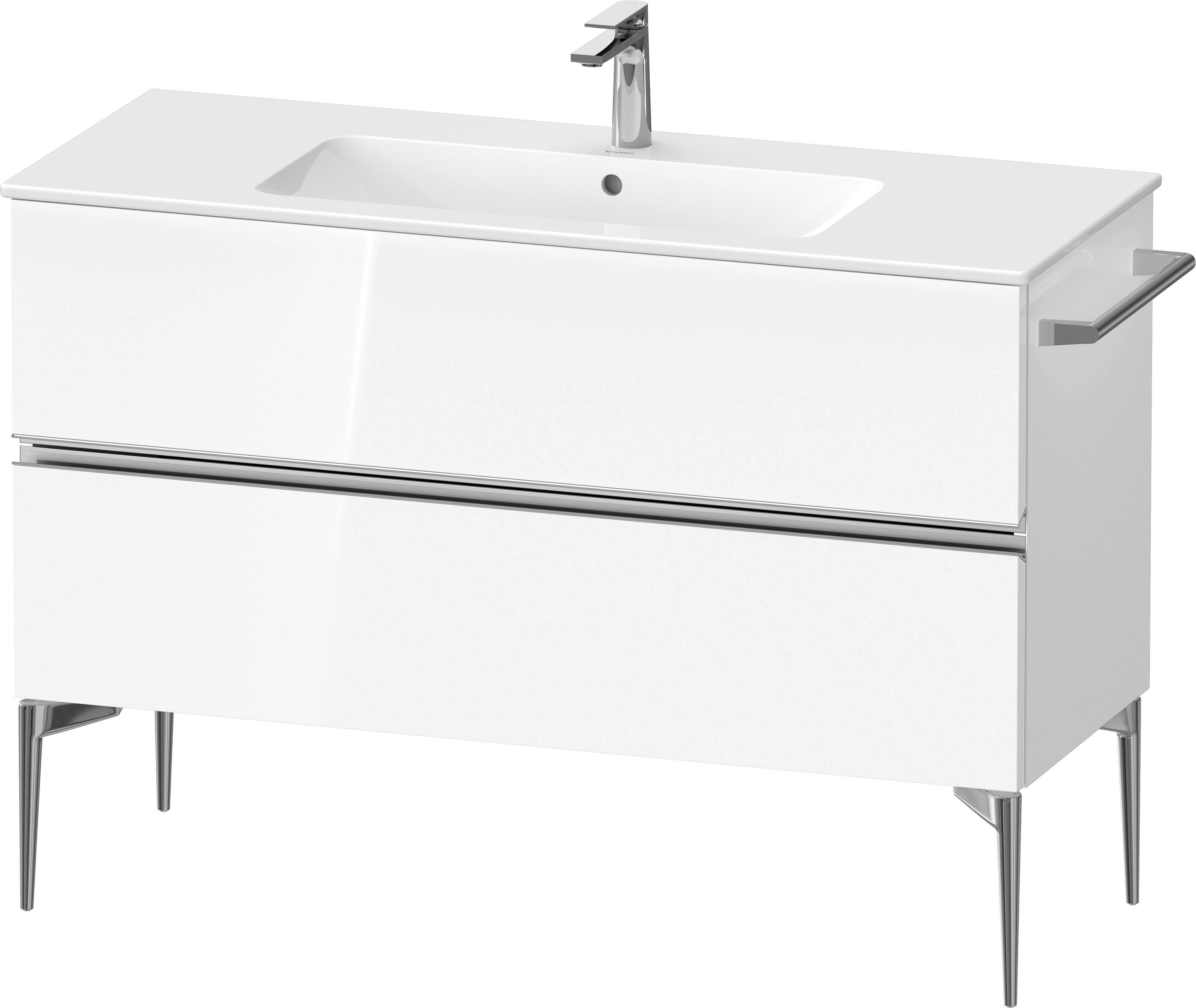 Duravit Sivida szekrény 121x47.7x59.1 cm mosdókagyló alá akasztható fehér-króm SV4646010220000