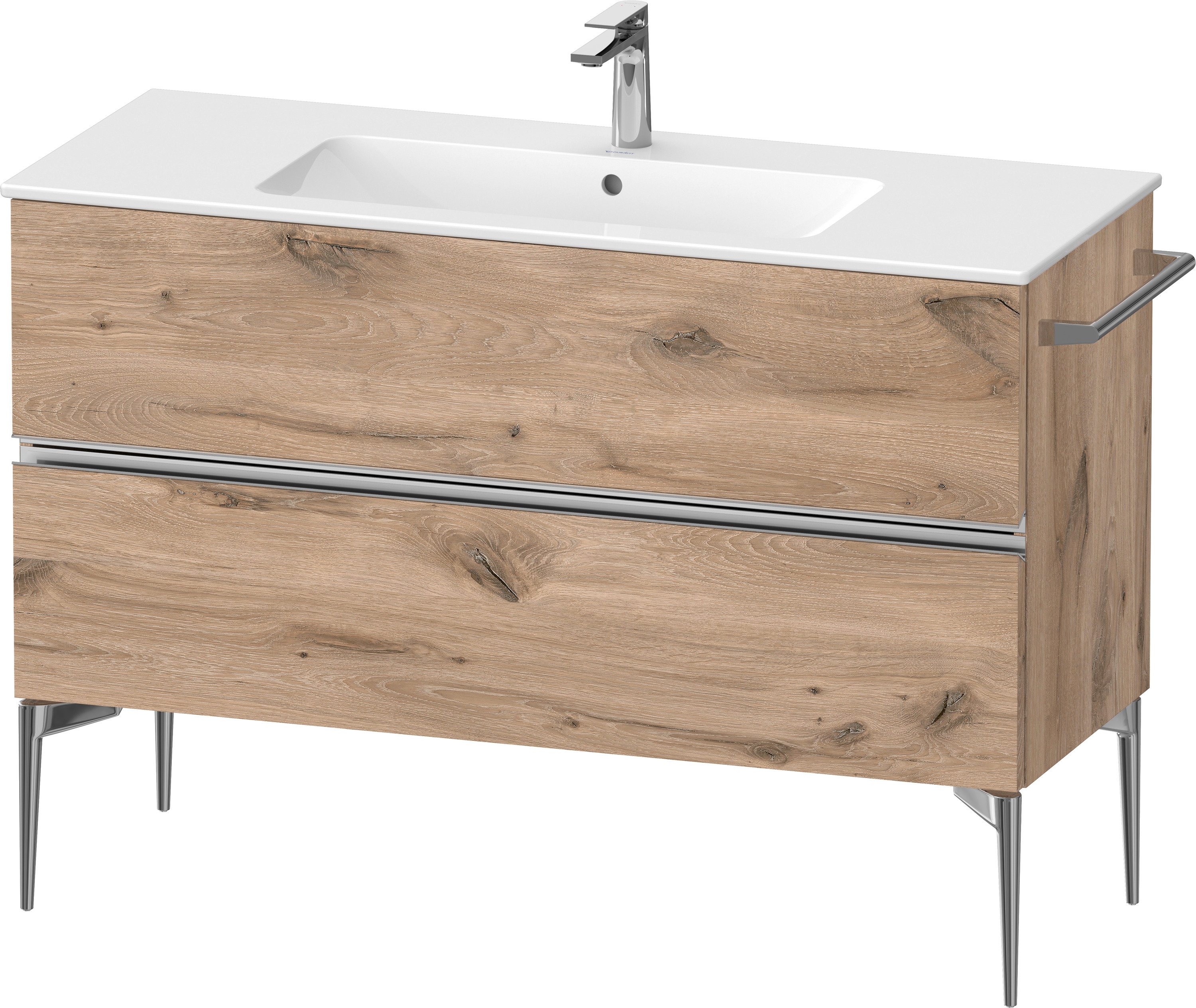 Duravit Sivida szekrény 121x47.7x59.1 cm mosdókagyló alá akasztható tölgy-króm SV4646010550000