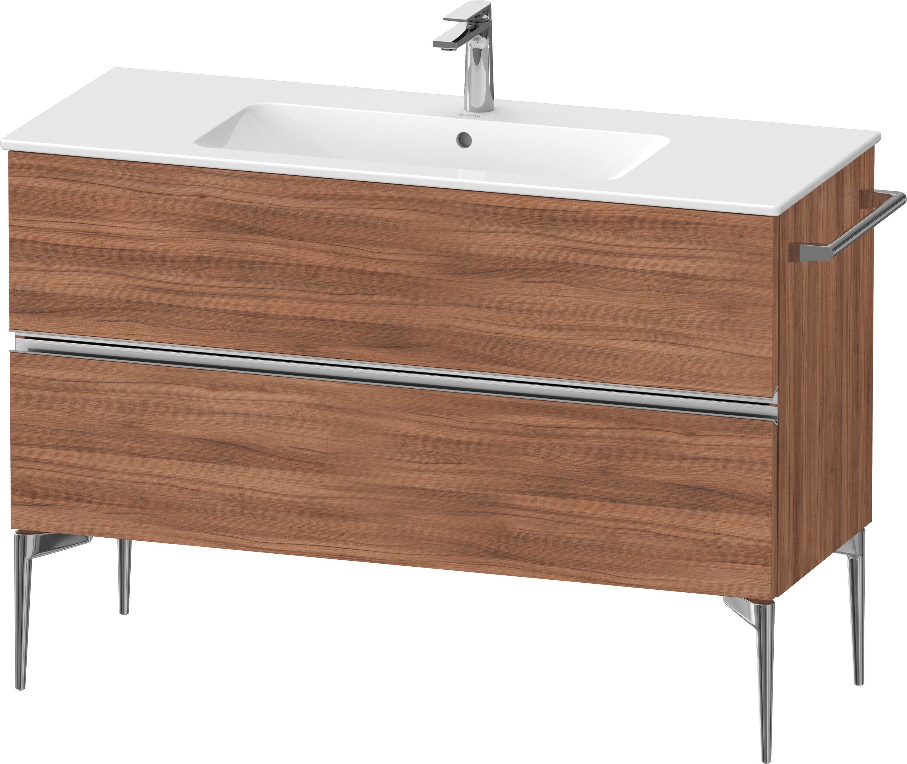 Duravit Sivida szekrény 121x47.7x59.1 cm mosdókagyló alá akasztható dió-króm SV4646010790000