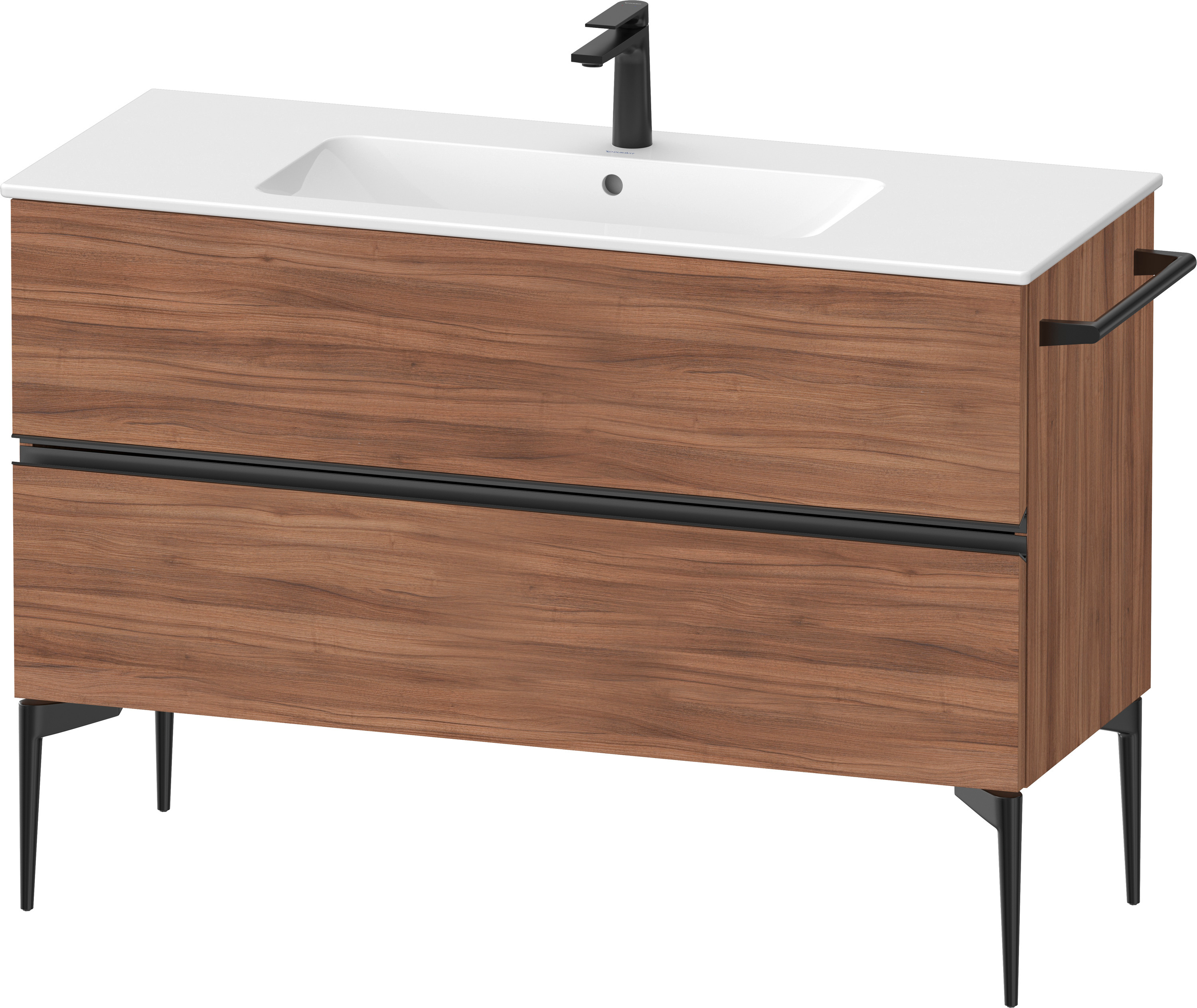 Duravit Sivida szekrény 121x47.7x59.1 cm mosdókagyló alá akasztható fekete-dió SV46460BD790000