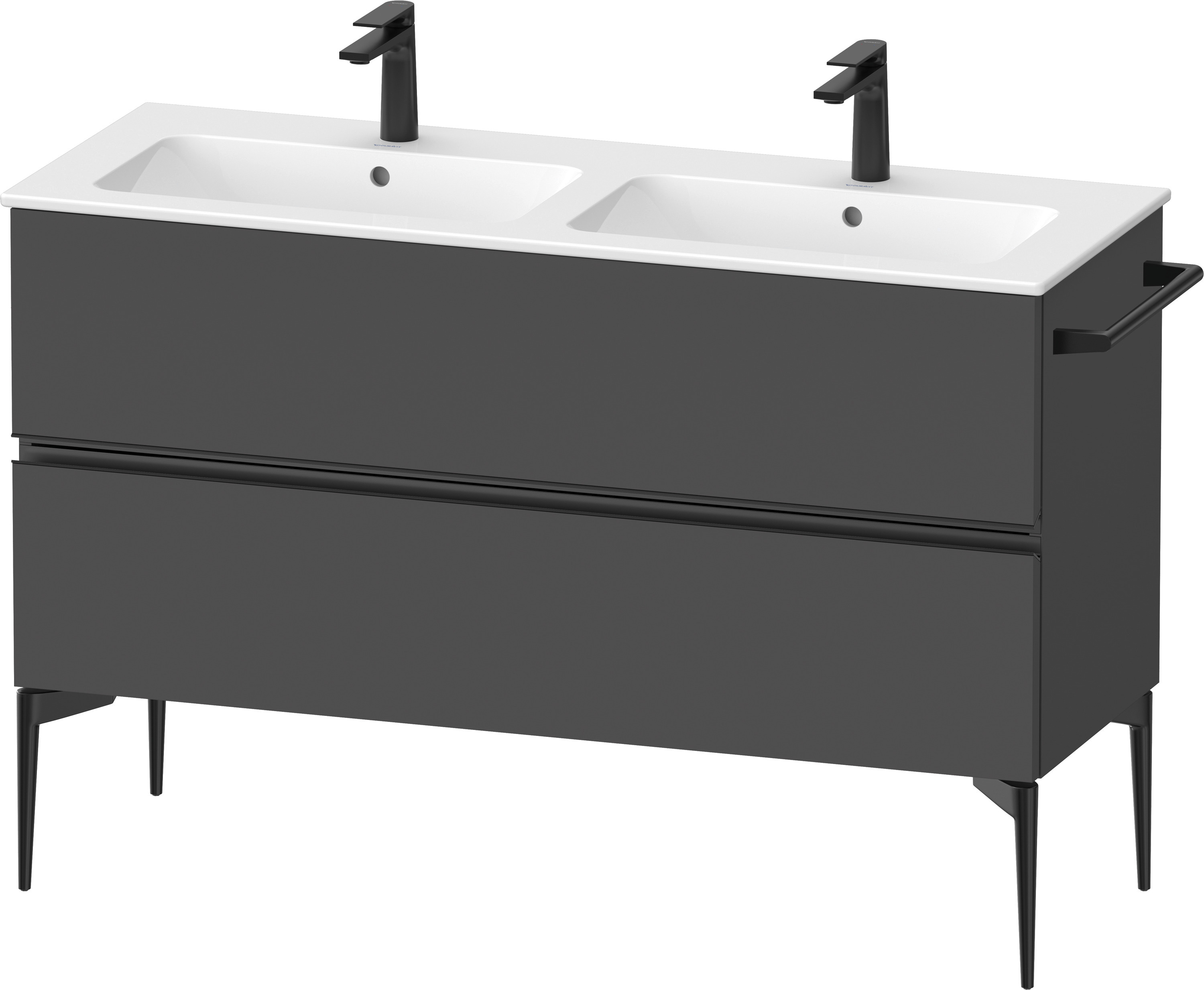 Duravit Sivida szekrény 128x47.7x59.1 cm mosdókagyló alá akasztható fekete-grafit SV46470BD490000