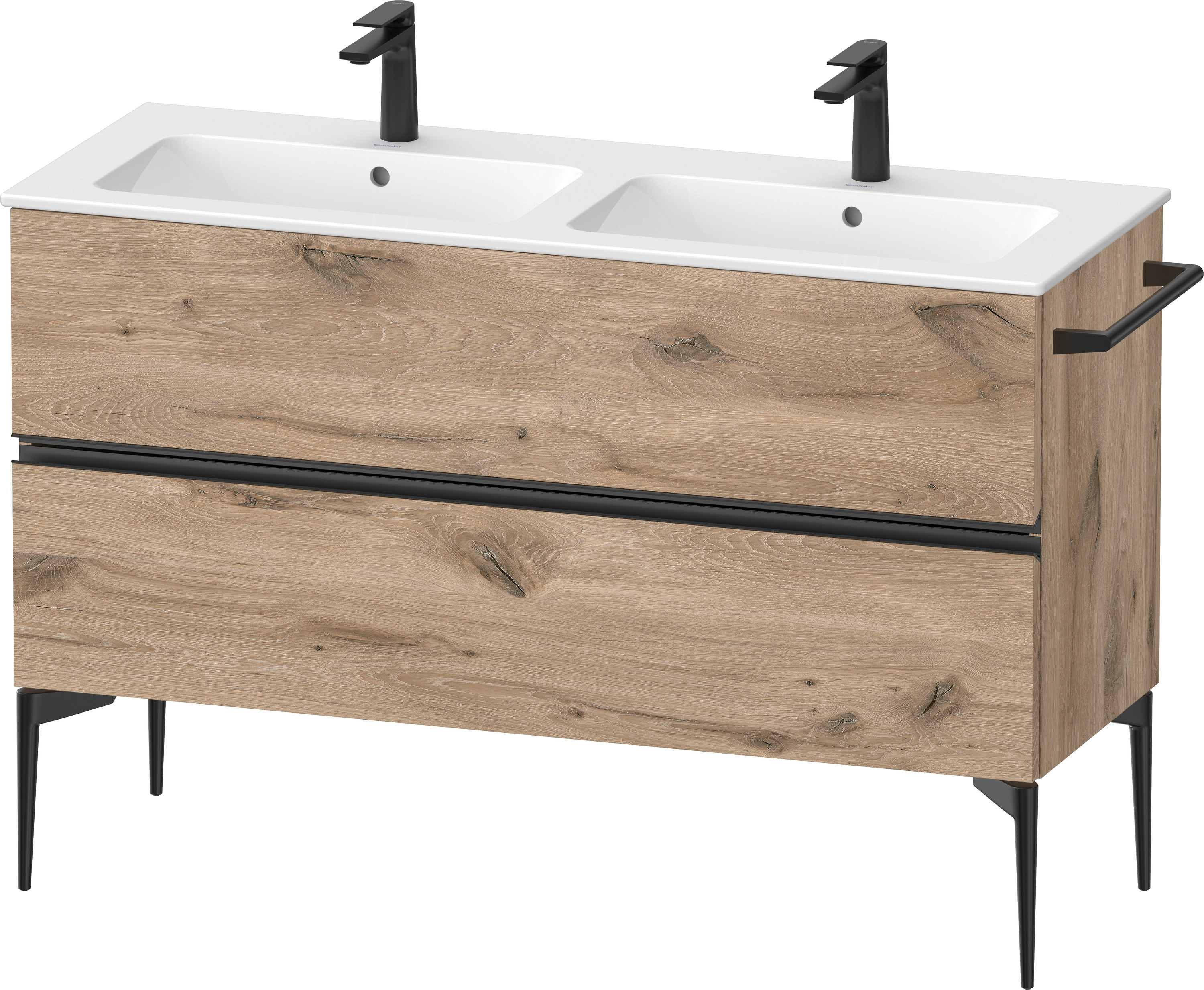 Duravit Sivida szekrény 128x47.7x59.1 cm mosdókagyló alá akasztható fekete-tölgy SV46470BD550000