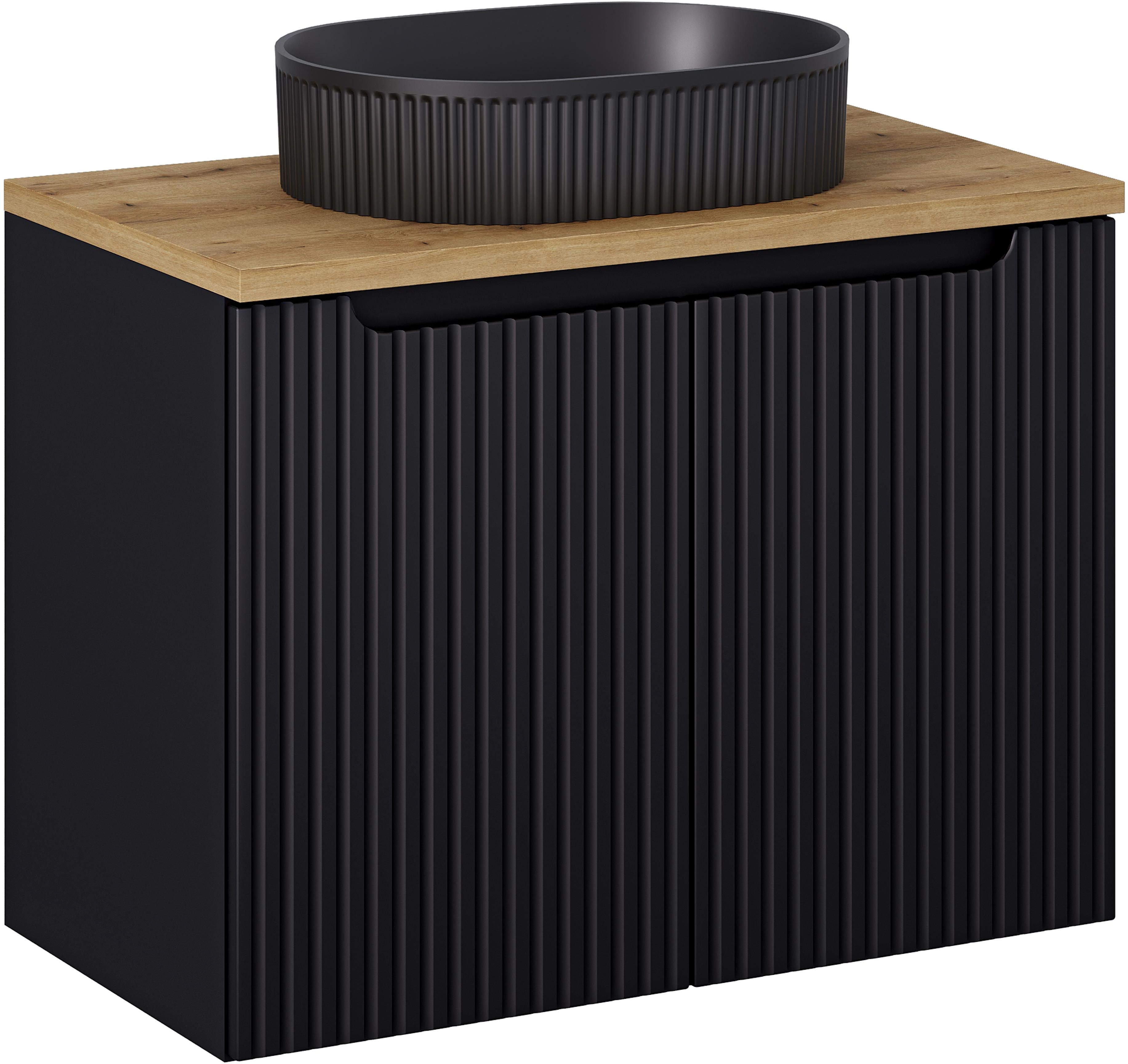 Készlet szekrény Comad Nova Black NOVA BLACK D2 82-80-2D, mosdótál Comad Beyond 5 BEYOND 5 BLACK ( E-6564 ), NOVA OAK A 89-80