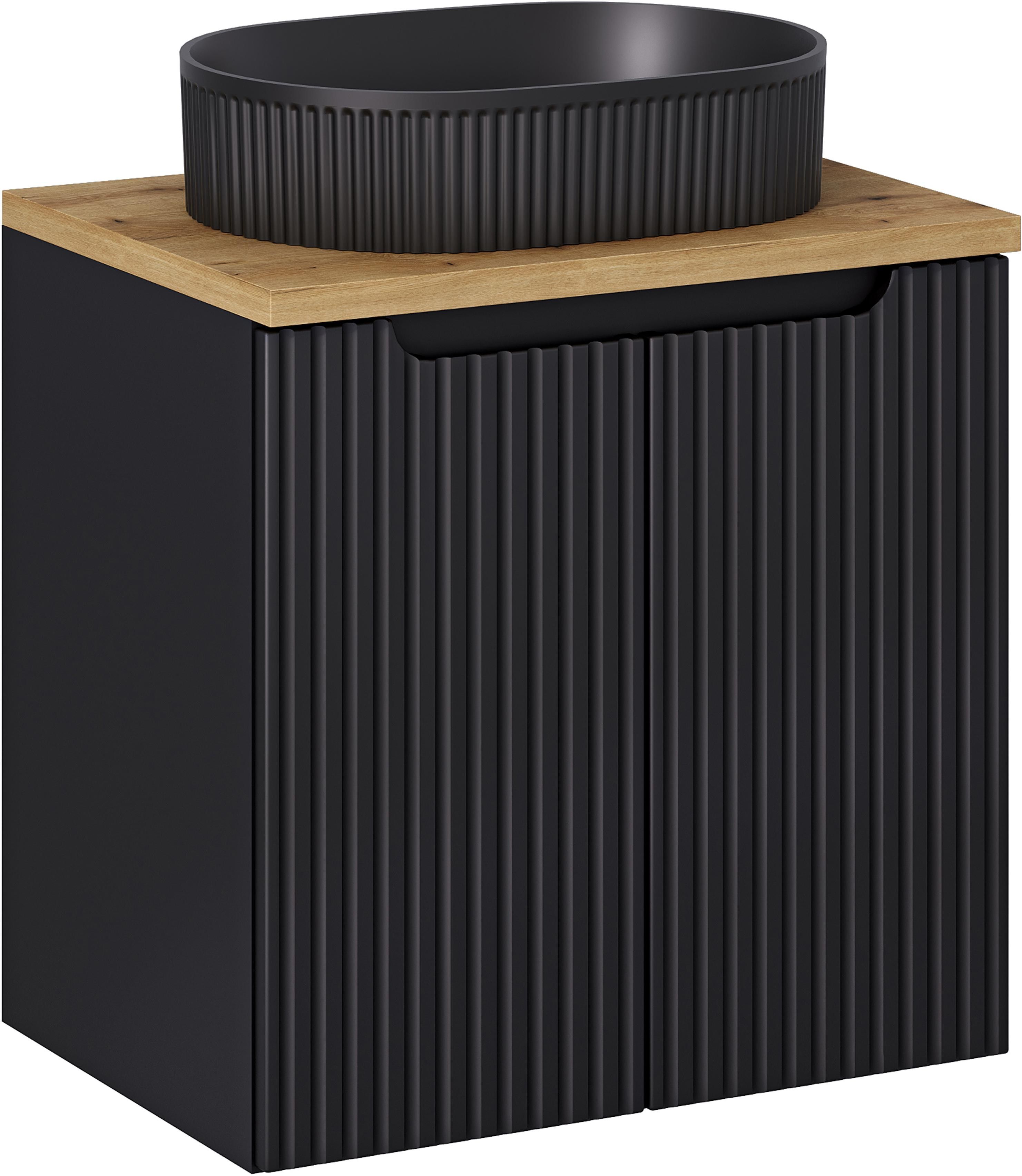 Készlet szekrény Comad Nova Black NOVA BLACK D2 82-60-2D, mosdótál Comad Beyond 5 BEYOND 5 BLACK ( E-6564 ), NOVA OAK A 89-60